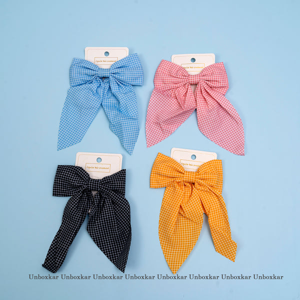 Check print hair bow with Alligator pin - UBK2018