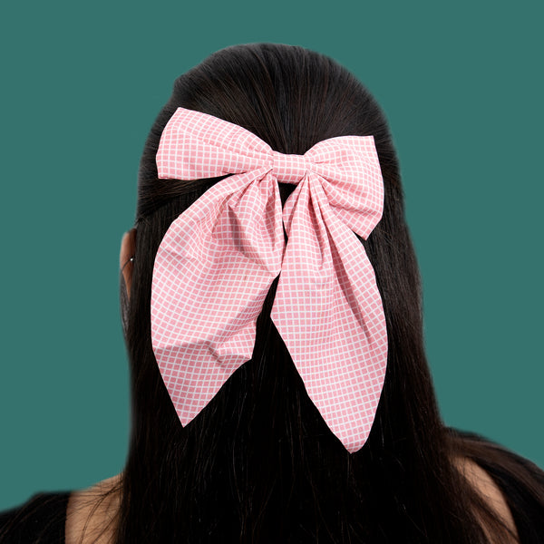 Check print hair bow with Alligator pin - UBK2018