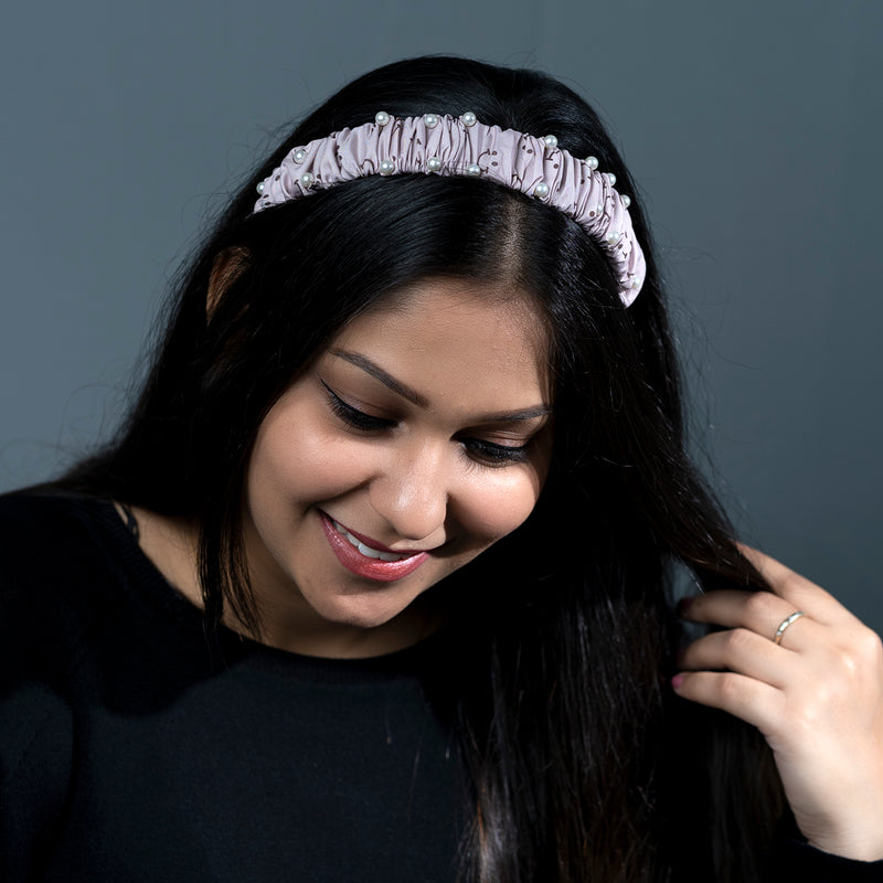 Printed pearl Frill Hairband - UBK1699