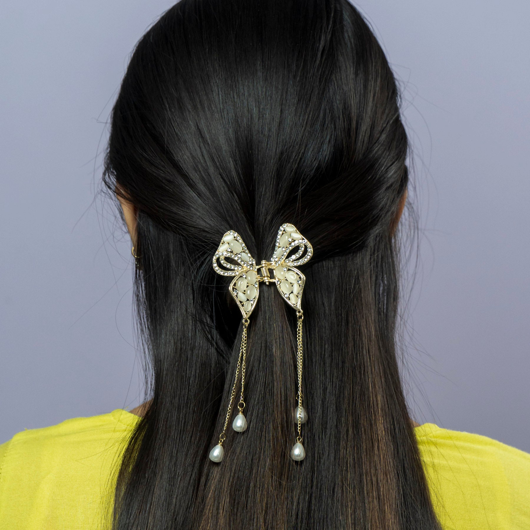 ZAYA Elegant Pearl Leaf XL Hair Claw – UBK3501