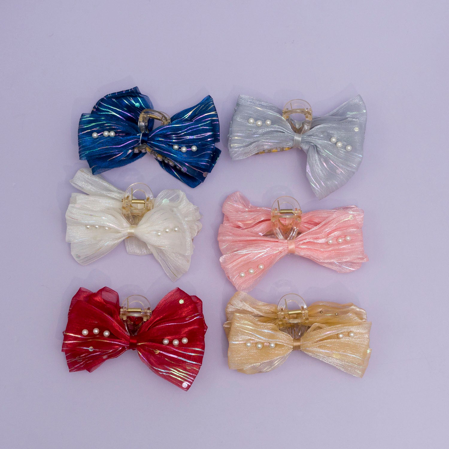 Shiny Pearl Bow Hair Claw - UBK2829