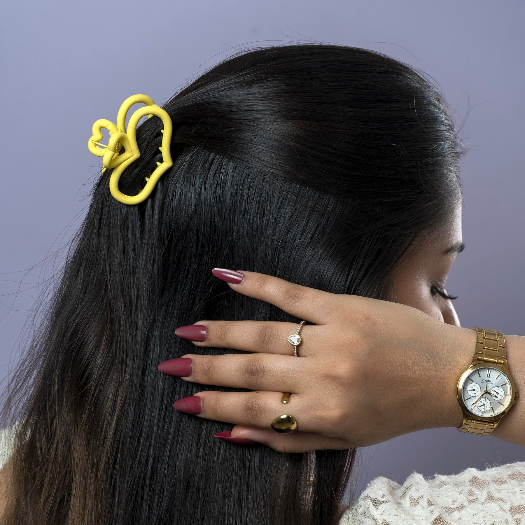 Matte Double Heart Hair Claw – UBK3726