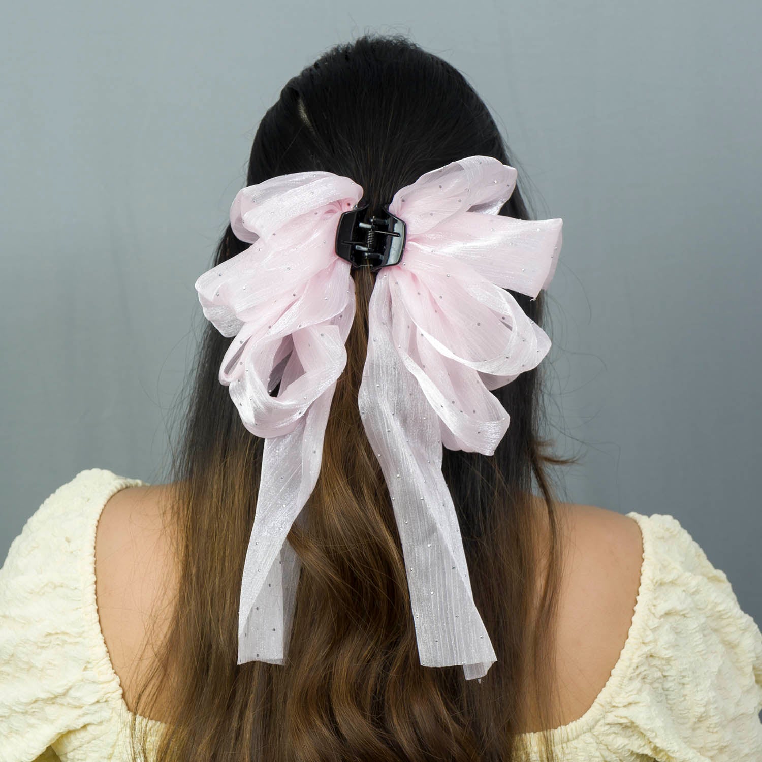 XL Shimmer Bow Hair Claw - UBK2837