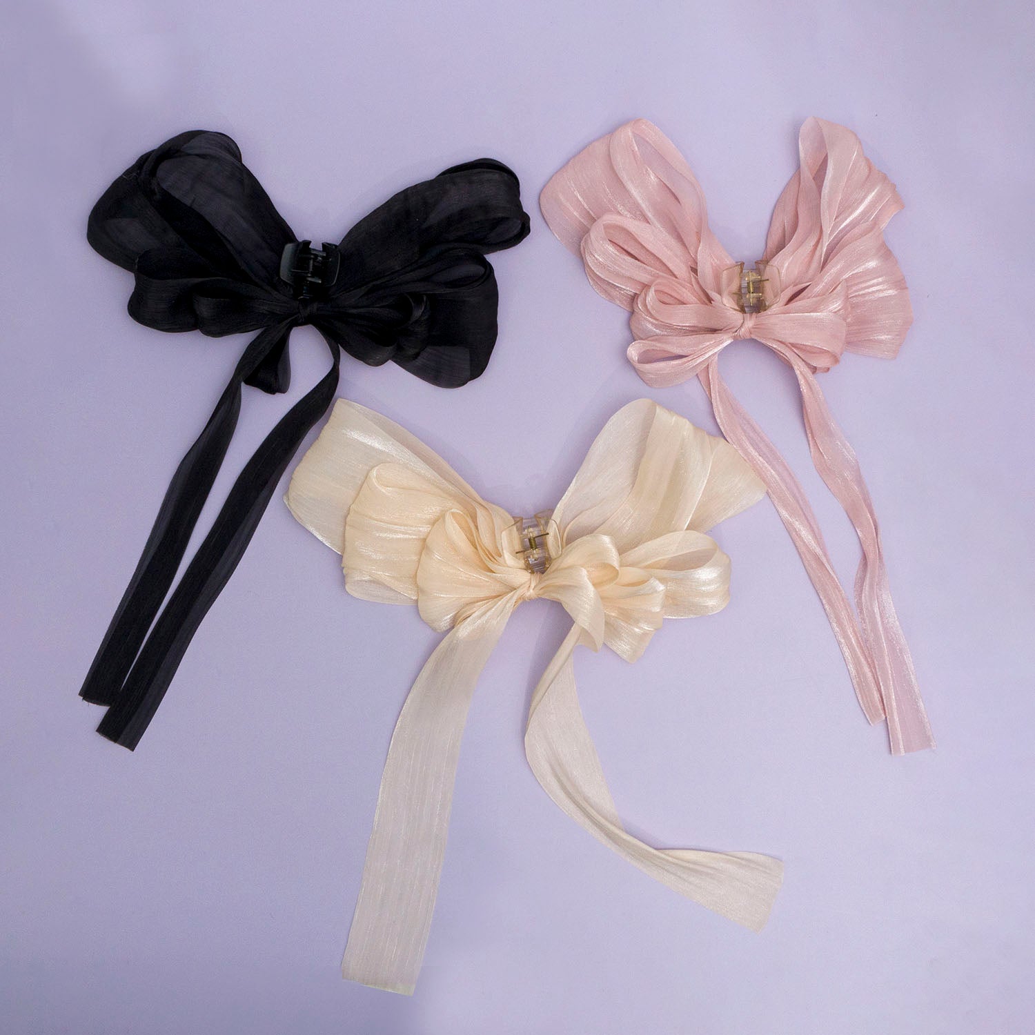 XL Shimmer Bow Hair Claw - UBK2838