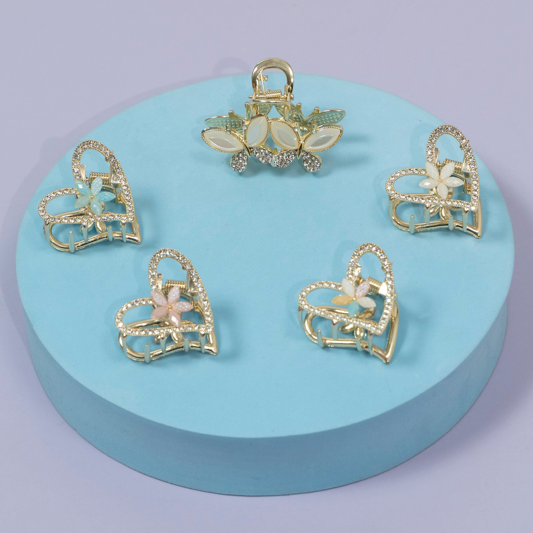 Heart Crystal Floral Hair Claw – UBK3519