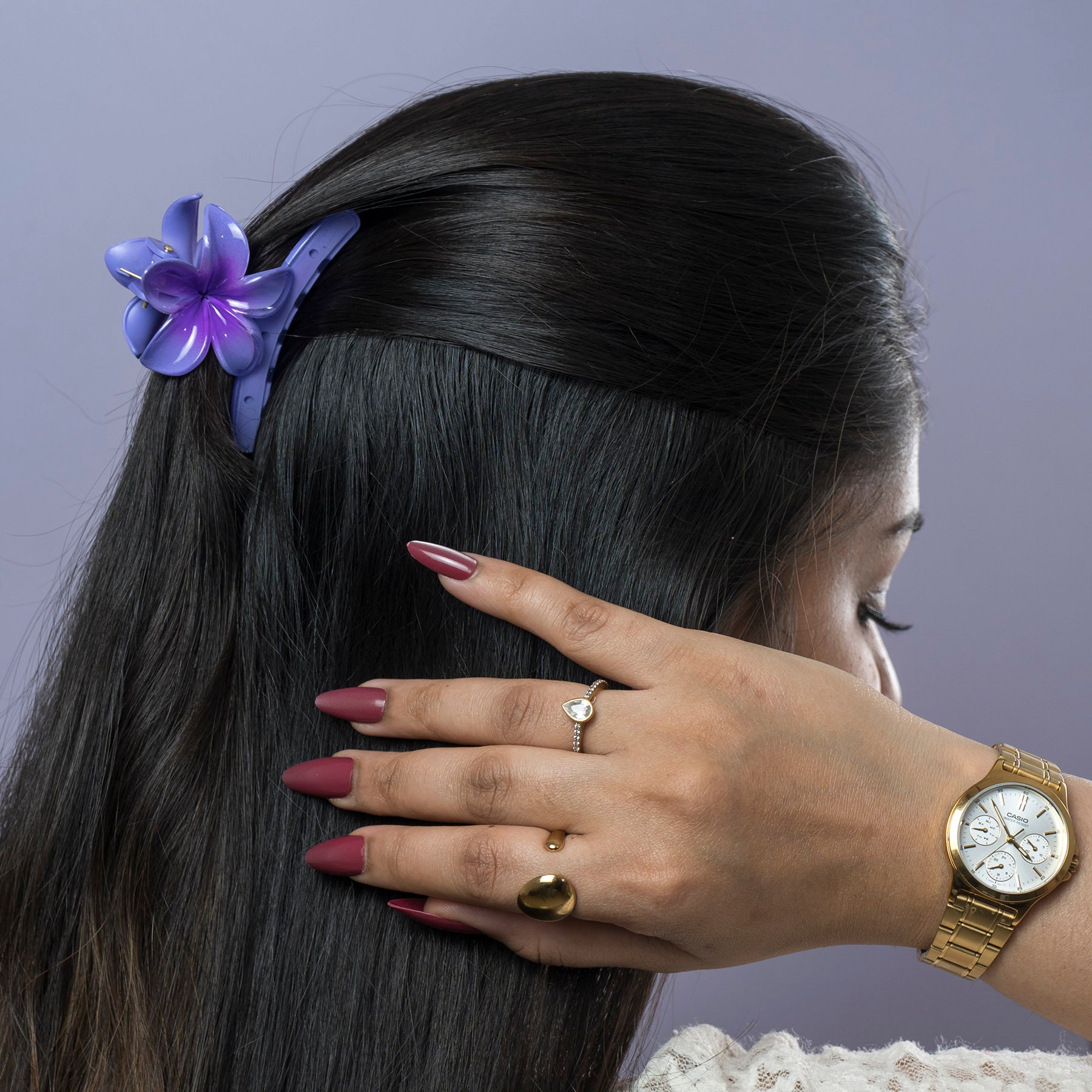 Glossy Gradient Floral Hair Claw – UBK3754