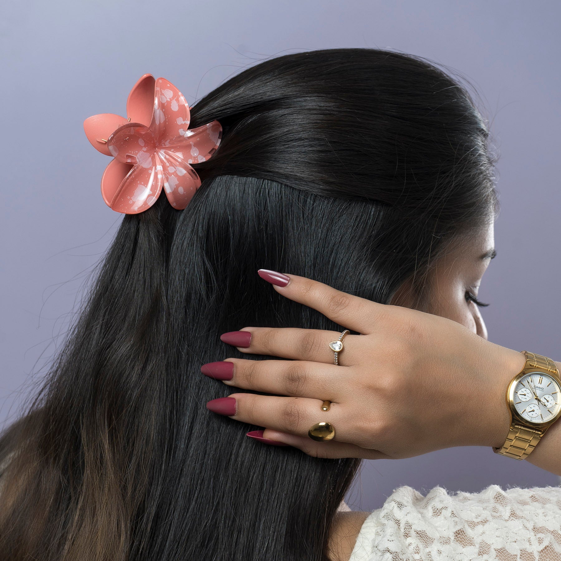 Glossy Splash Floral Hair Claw – UBK3755