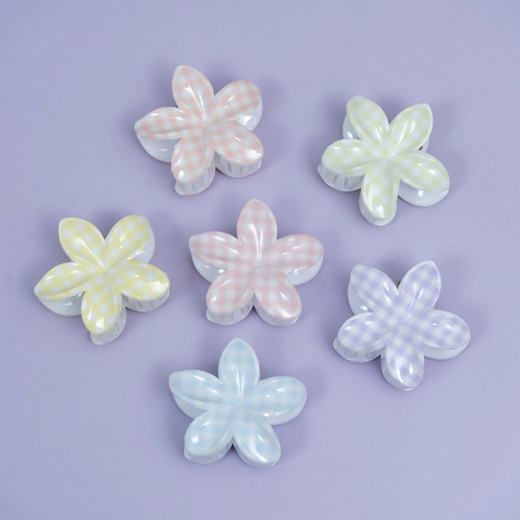 Glossy Gingham Floral Hair Claw – UBK3356