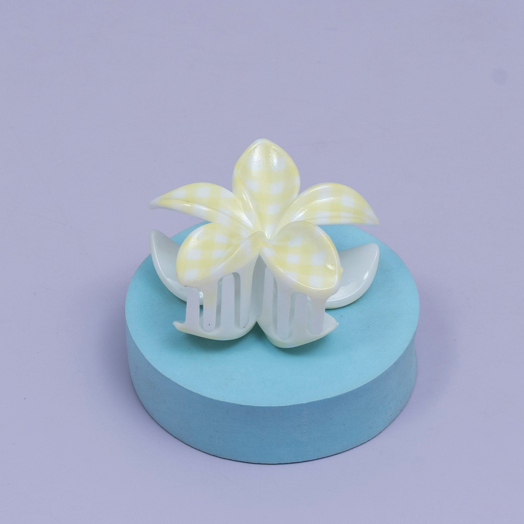 Glossy Gingham Floral Hair Claw – UBK3356