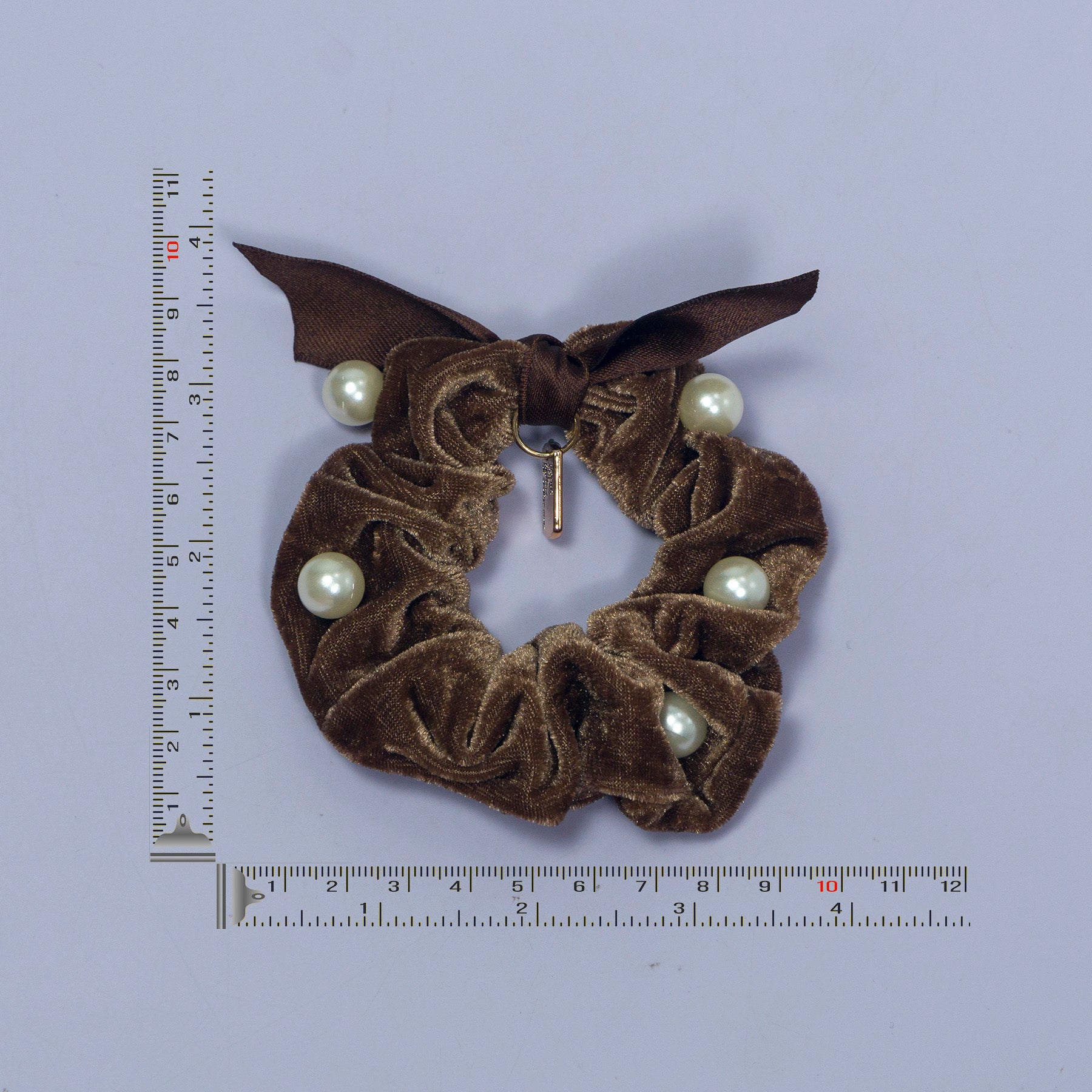 Velvet Pearl Hair Scrunchie with Ribbon – UBK3100