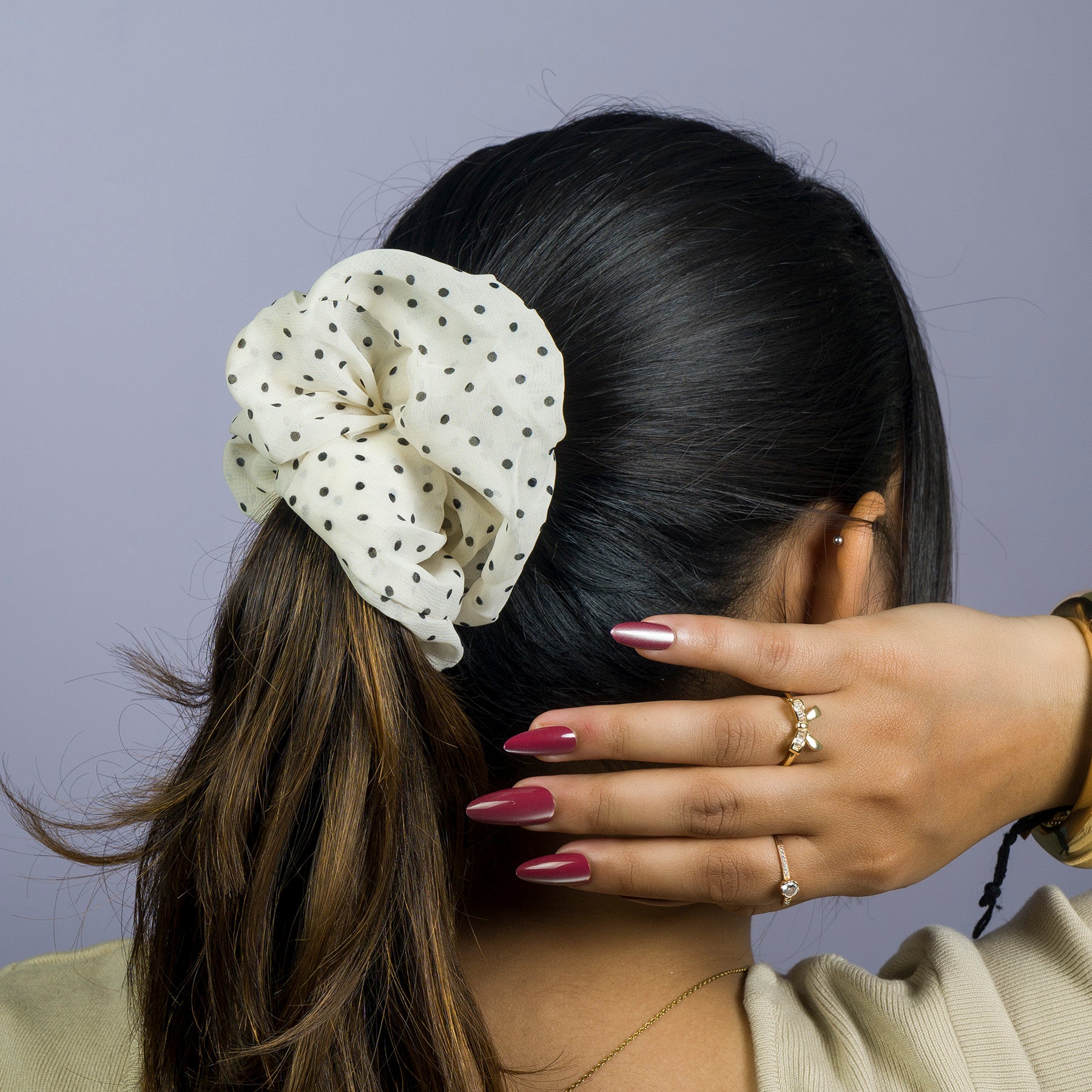 Polka Dot Chiffon Hair Scrunchie – UBK3102