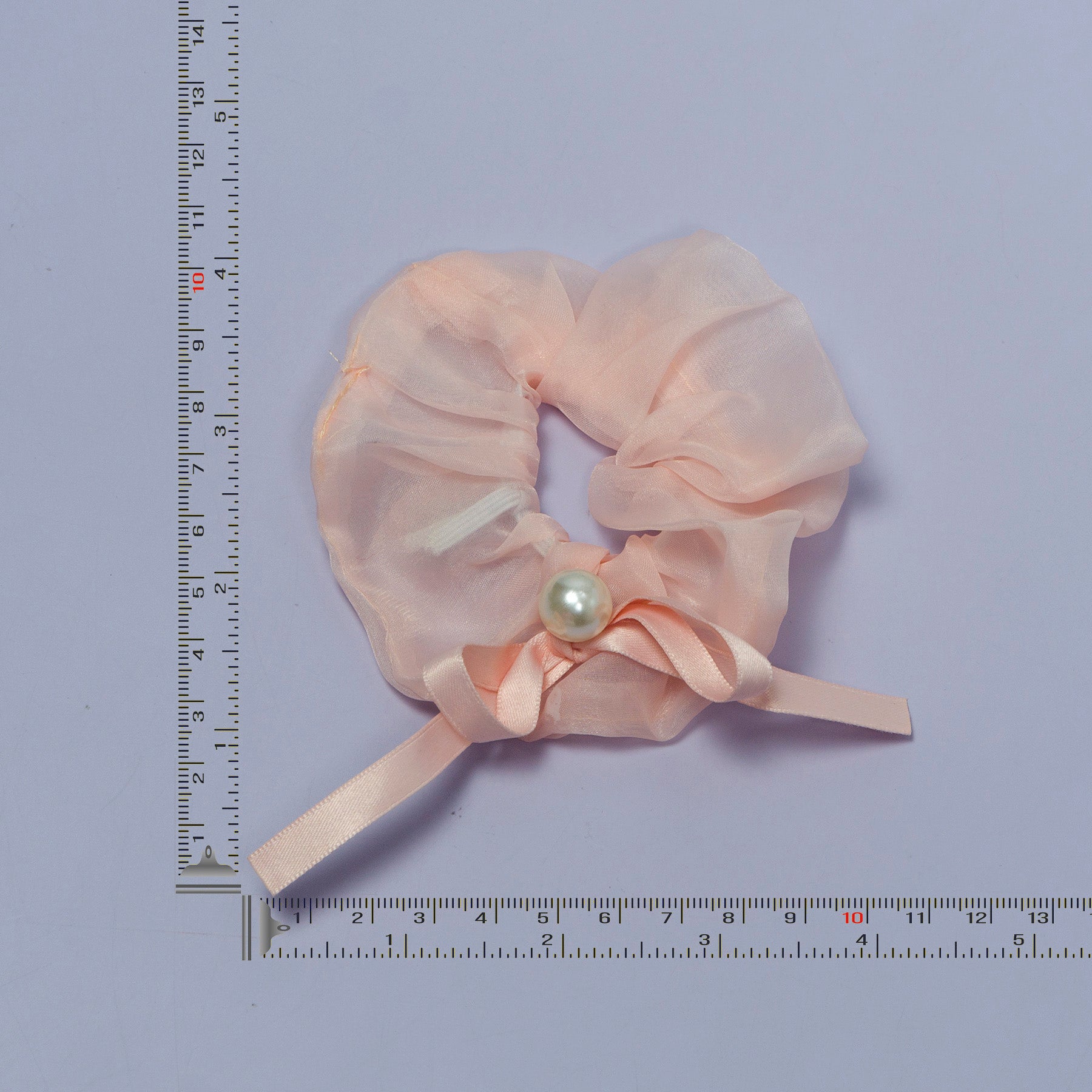 Organza Pearl Hair Scrunchie with Ribbon – UBK3103