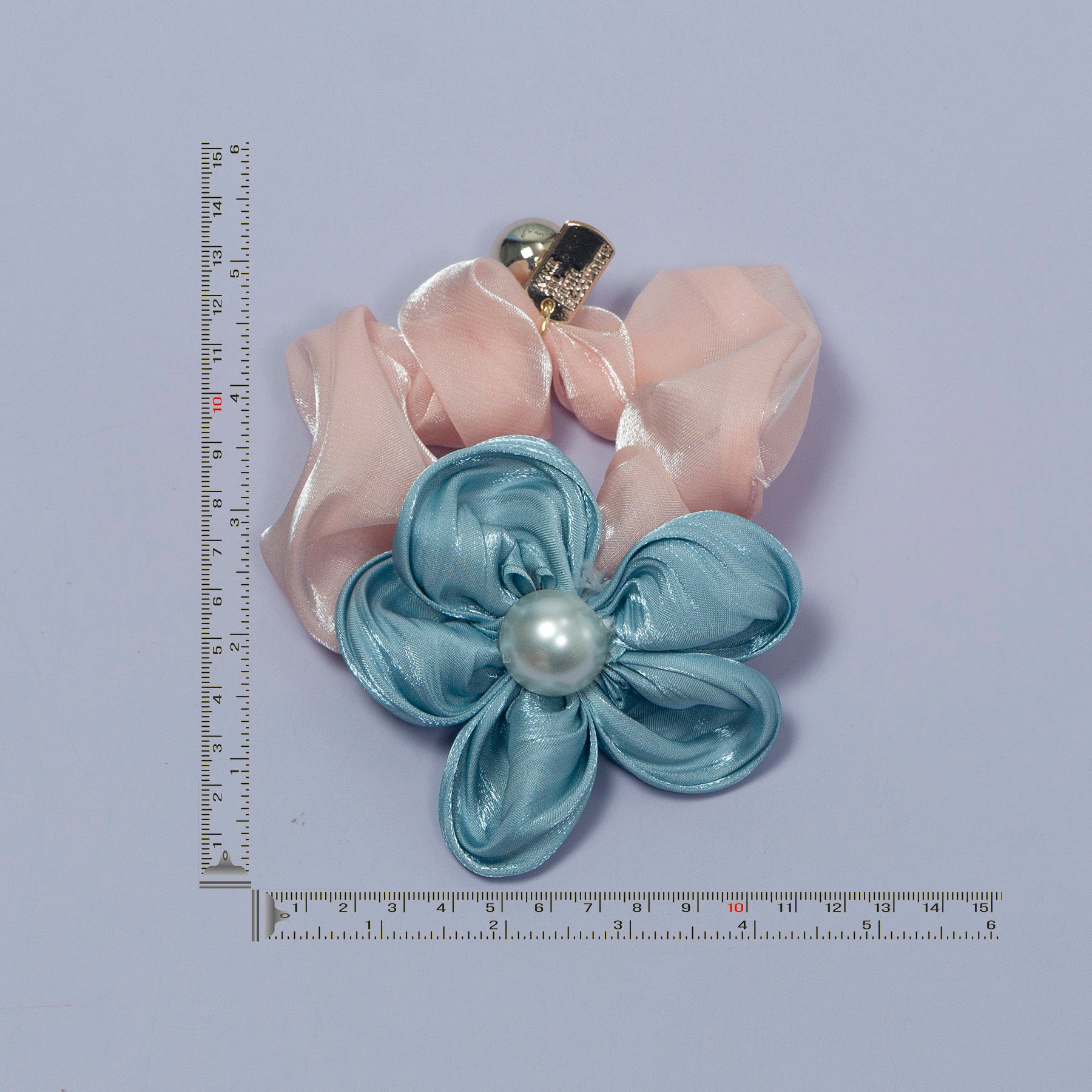 Satin Flower Pearl Hair Scrunchie – UBK3109