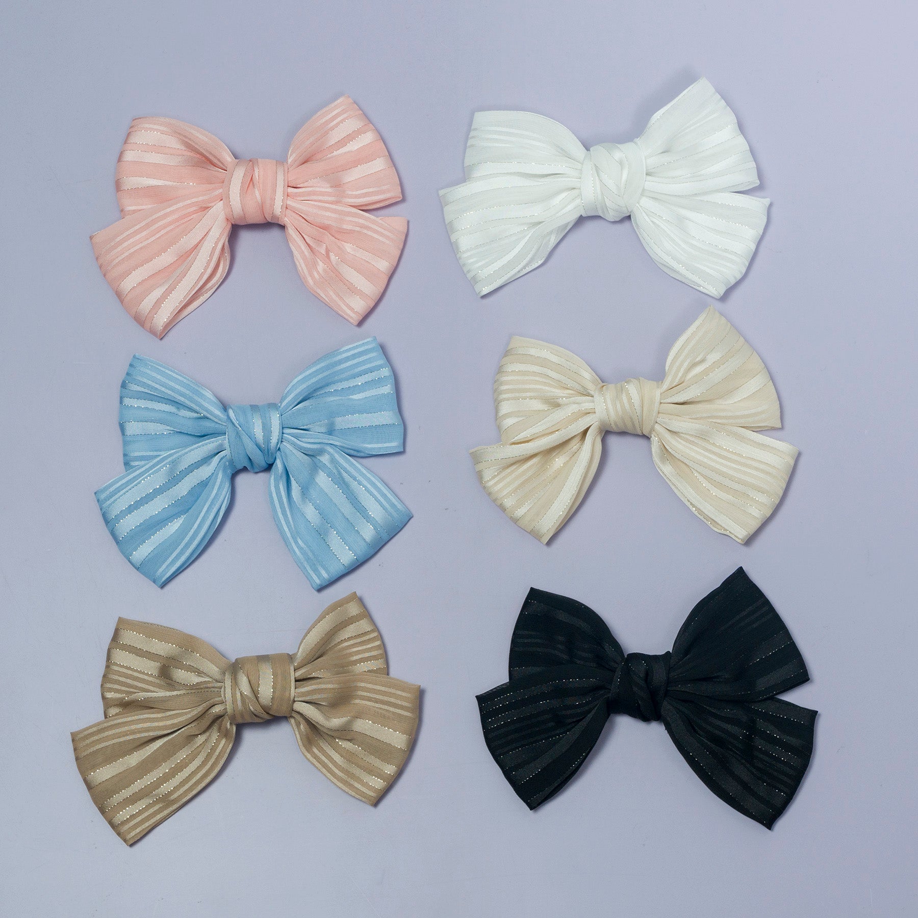 Striped Sheer Fabric Bow Hair Clip – UBK3114