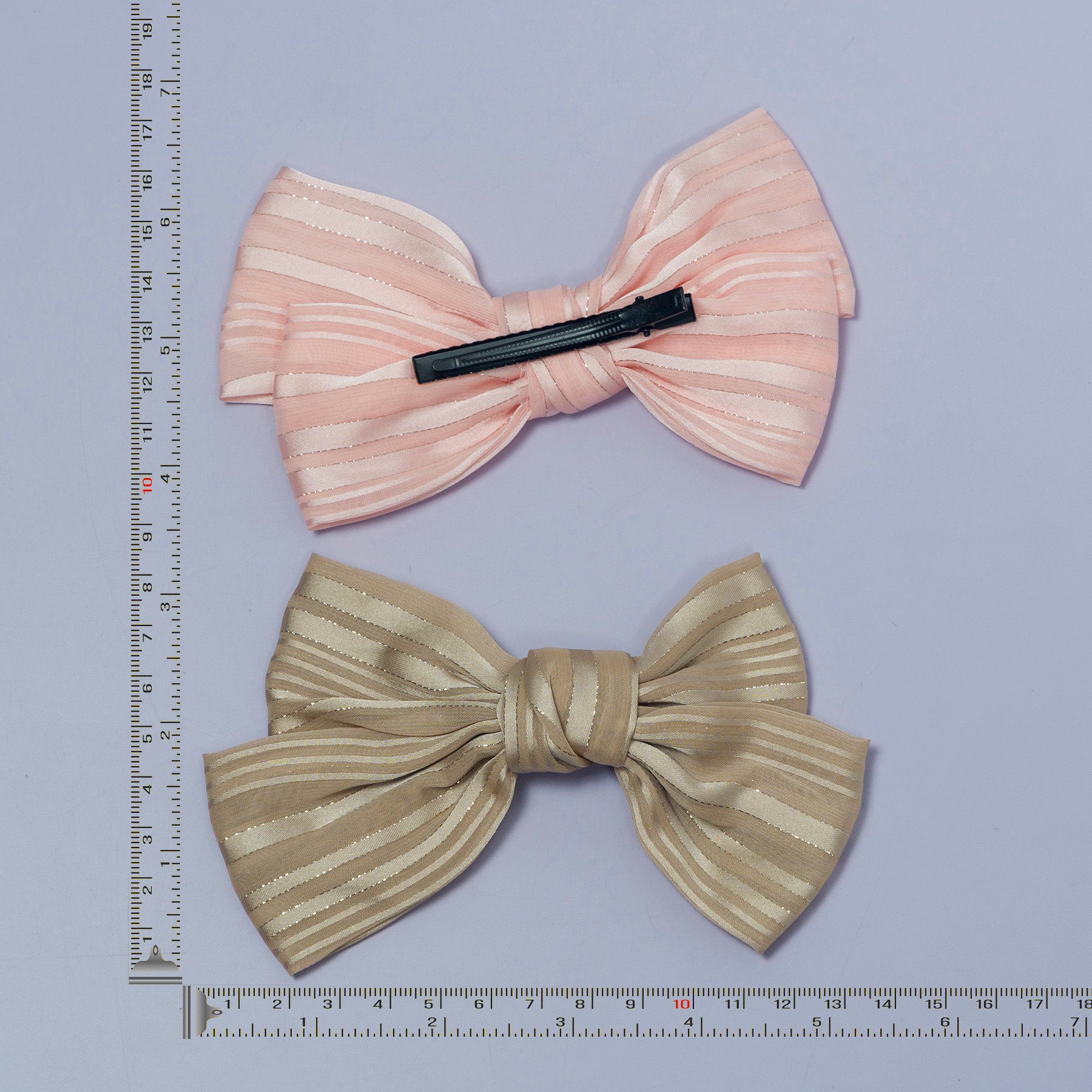 Striped Sheer Fabric Bow Hair Clip – UBK3114