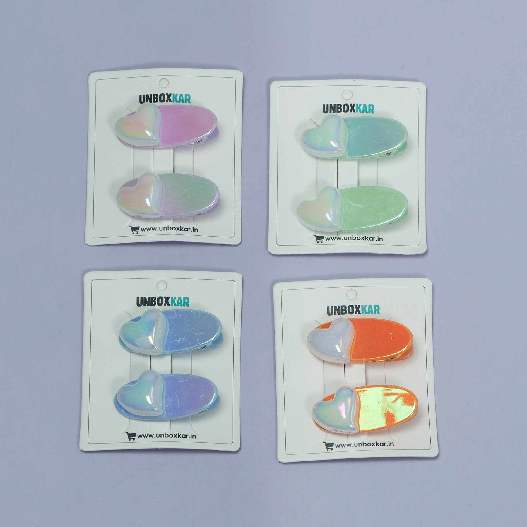 Iridescent Heart Hair Clip Set (2 pcs) – UBK3115