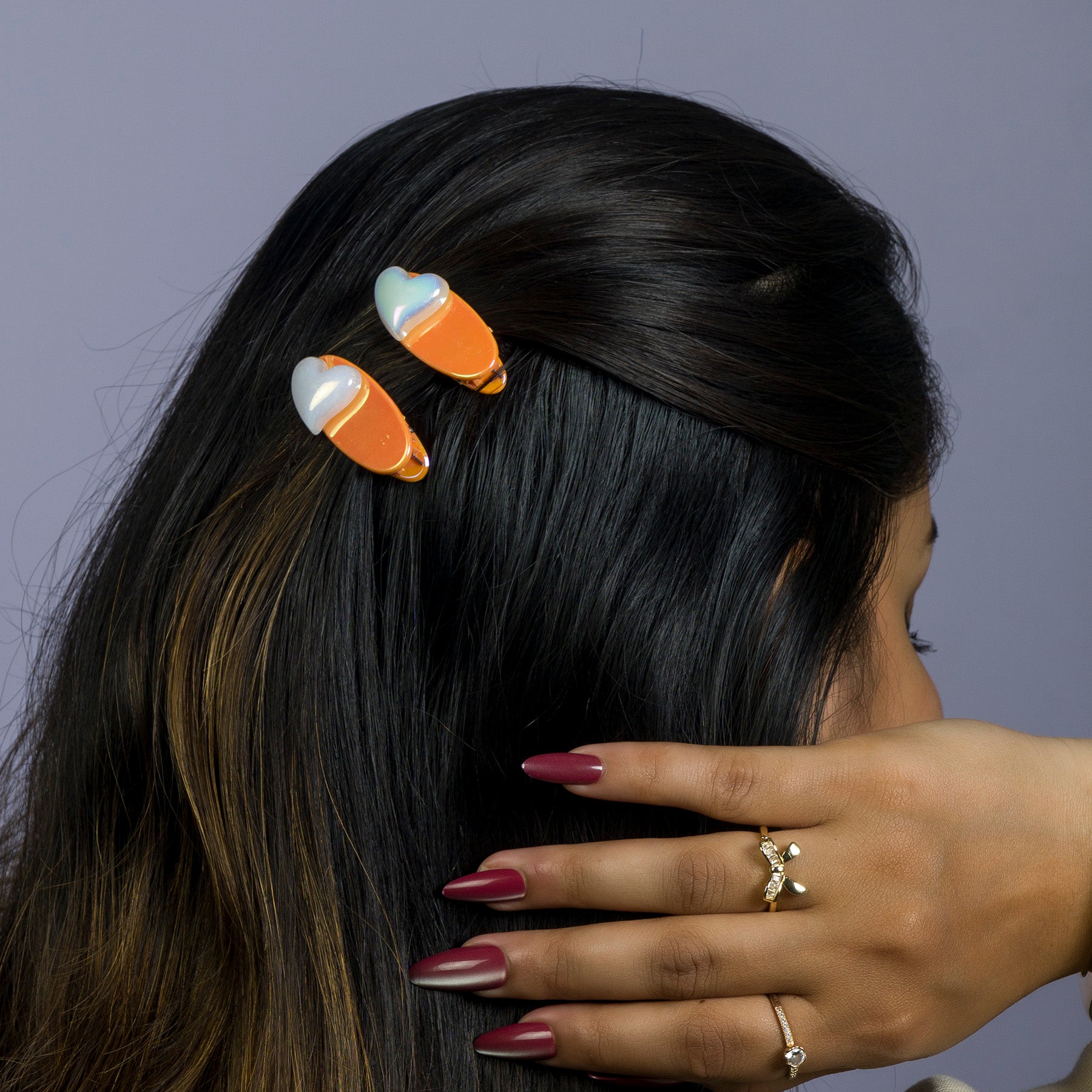 Iridescent Heart Hair Clip Set (2 pcs) – UBK3115