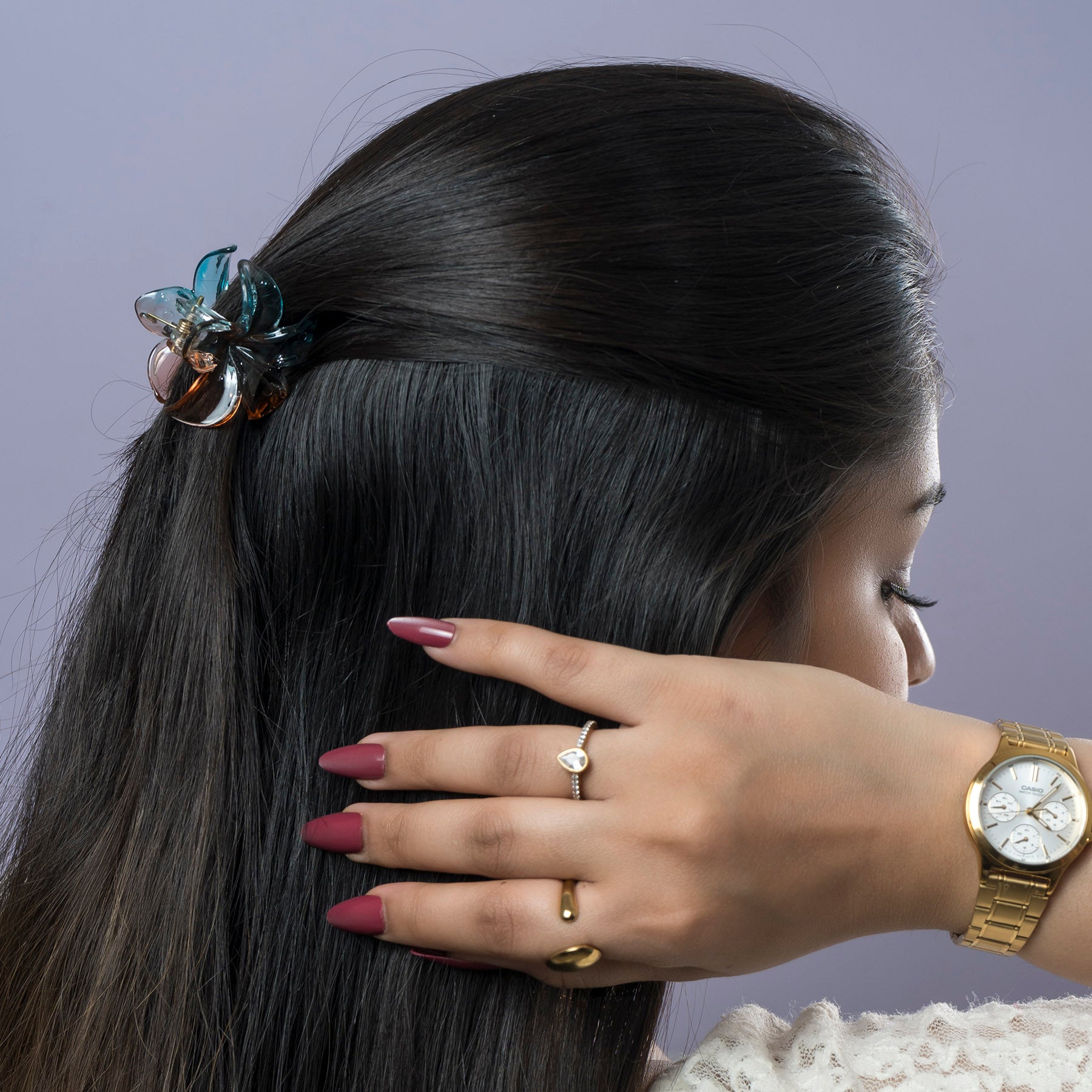 Gradient Glossy Flower Hair Claw (Set of 2) – UBK3784