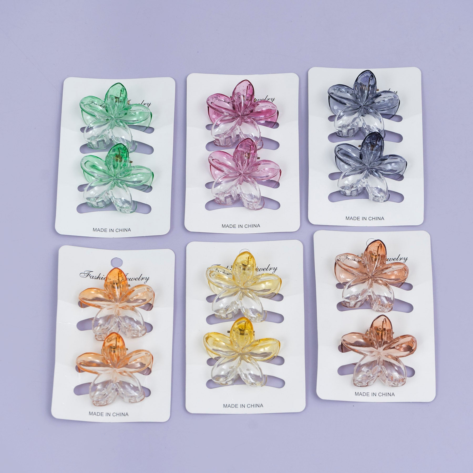 Transparent Dual-Tone Flower Hair Claw (Set of 2) – UBK3785