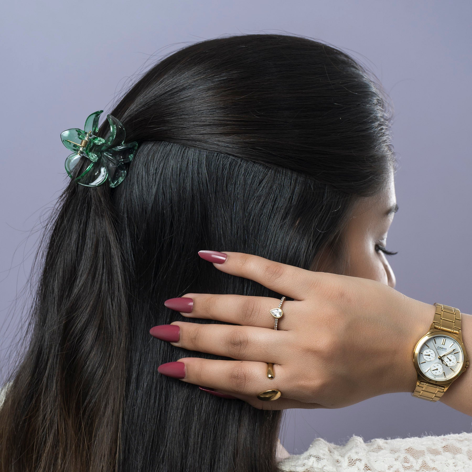 Transparent Dual-Tone Flower Hair Claw (Set of 2) – UBK3785
