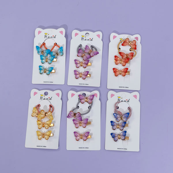 Butterfly hair ties + pins (Set of 4) - UBK2285