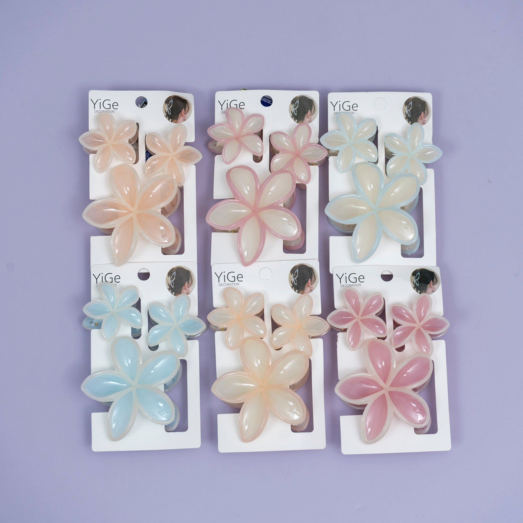 Glossy Dual-Tone Flower Hair Claw Set – UBK3789