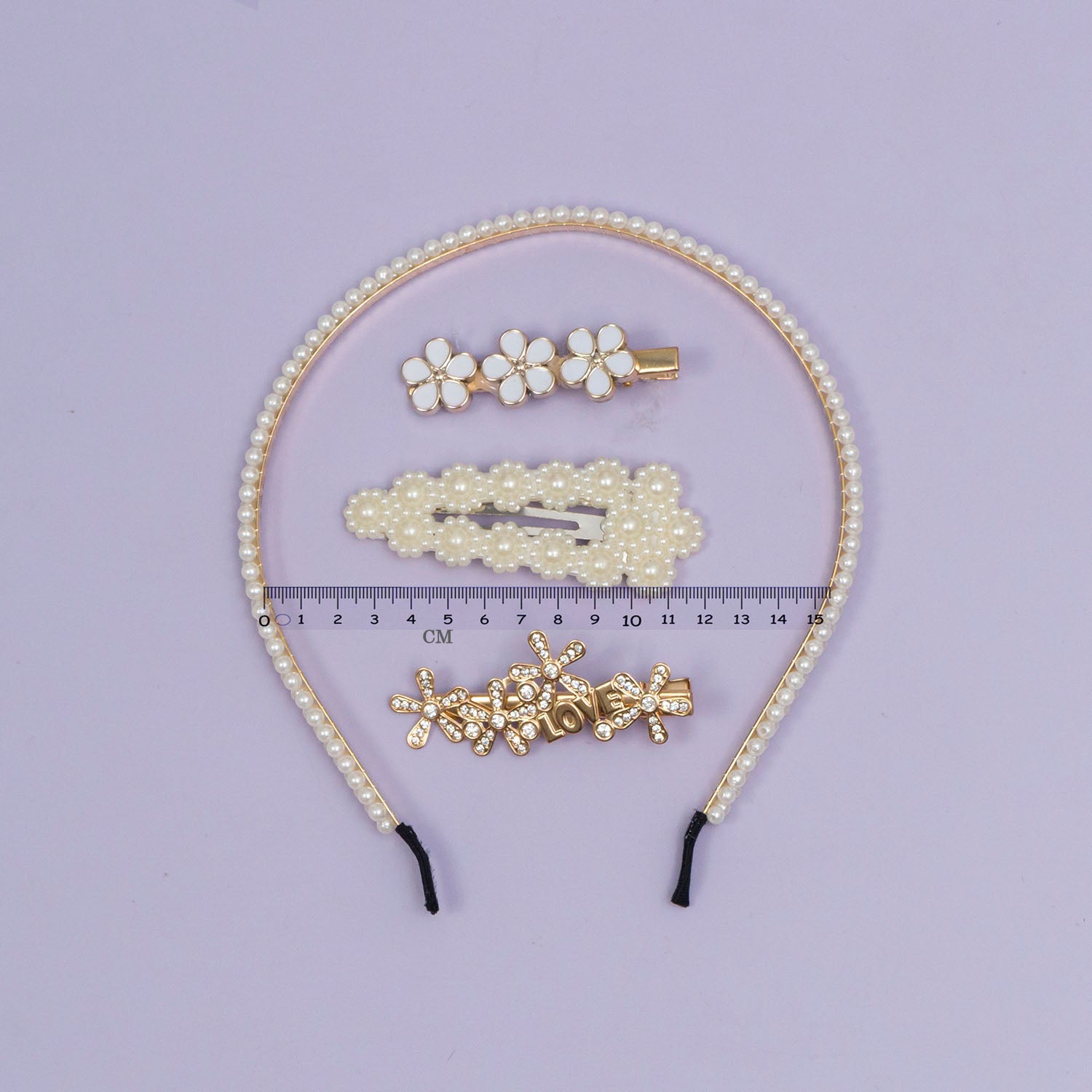 Pearl hairband + 3 Pins - UBK2893