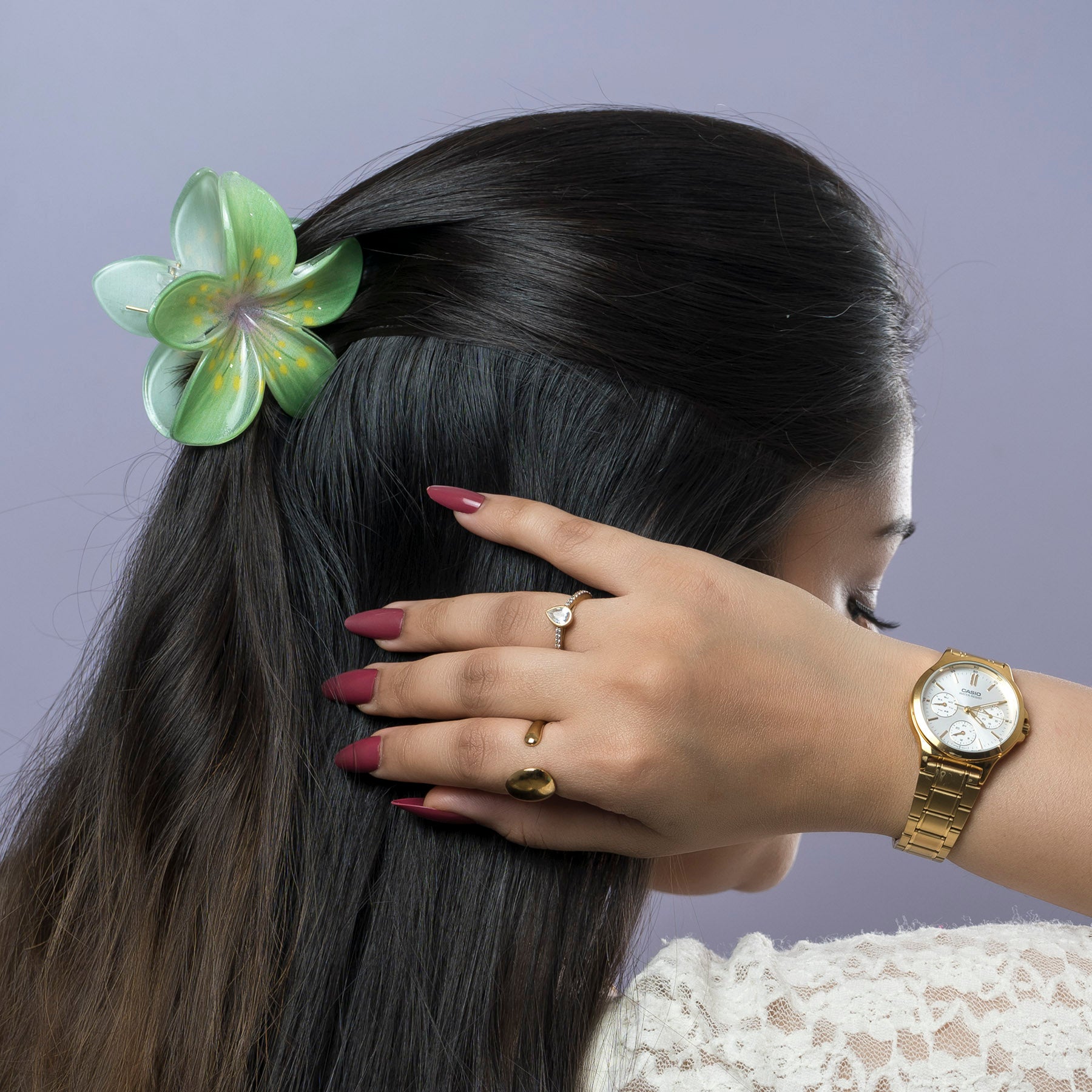 Handpainted Floral Hair Claw Set – UBK3790