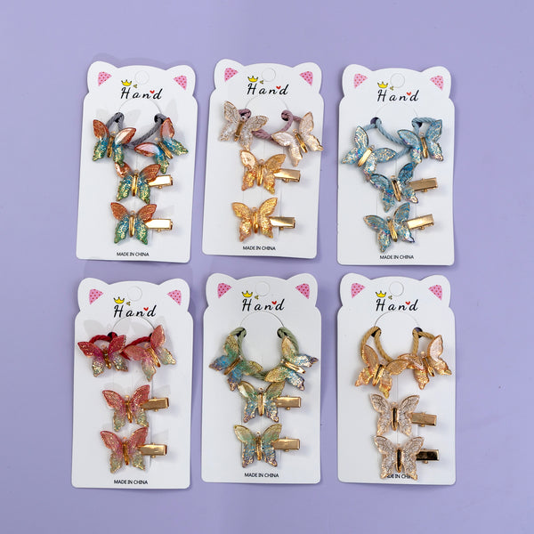 Butterfly hair ties + pins (Set of 4) - UBK2292