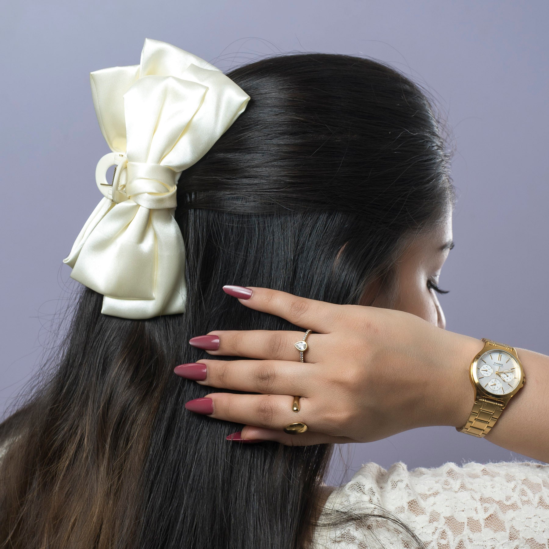 Satin Oversized Bow Hair Claw – UBK3793