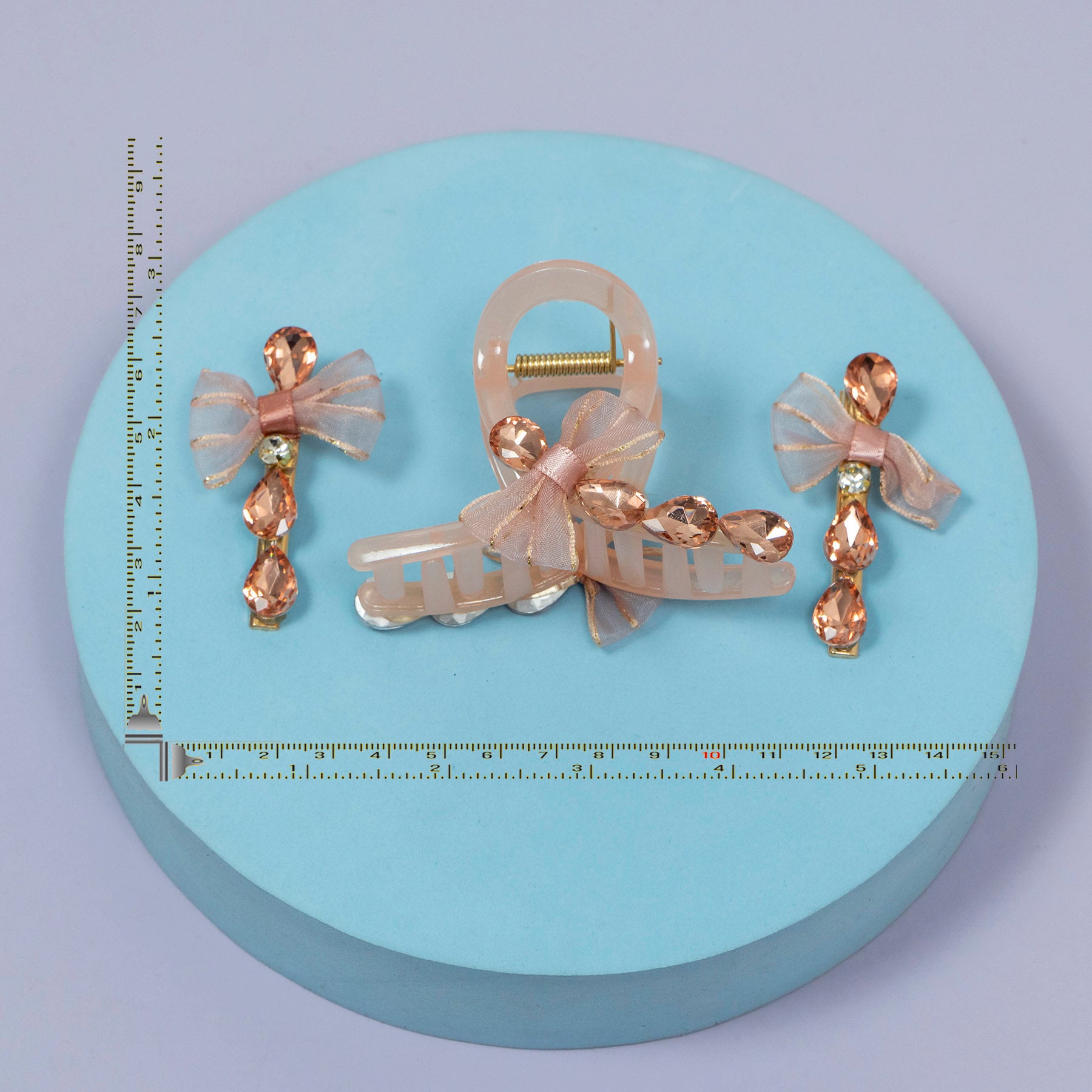 Crystal Bow Hair Claw with Matching Hair Pins Set – UBK3573