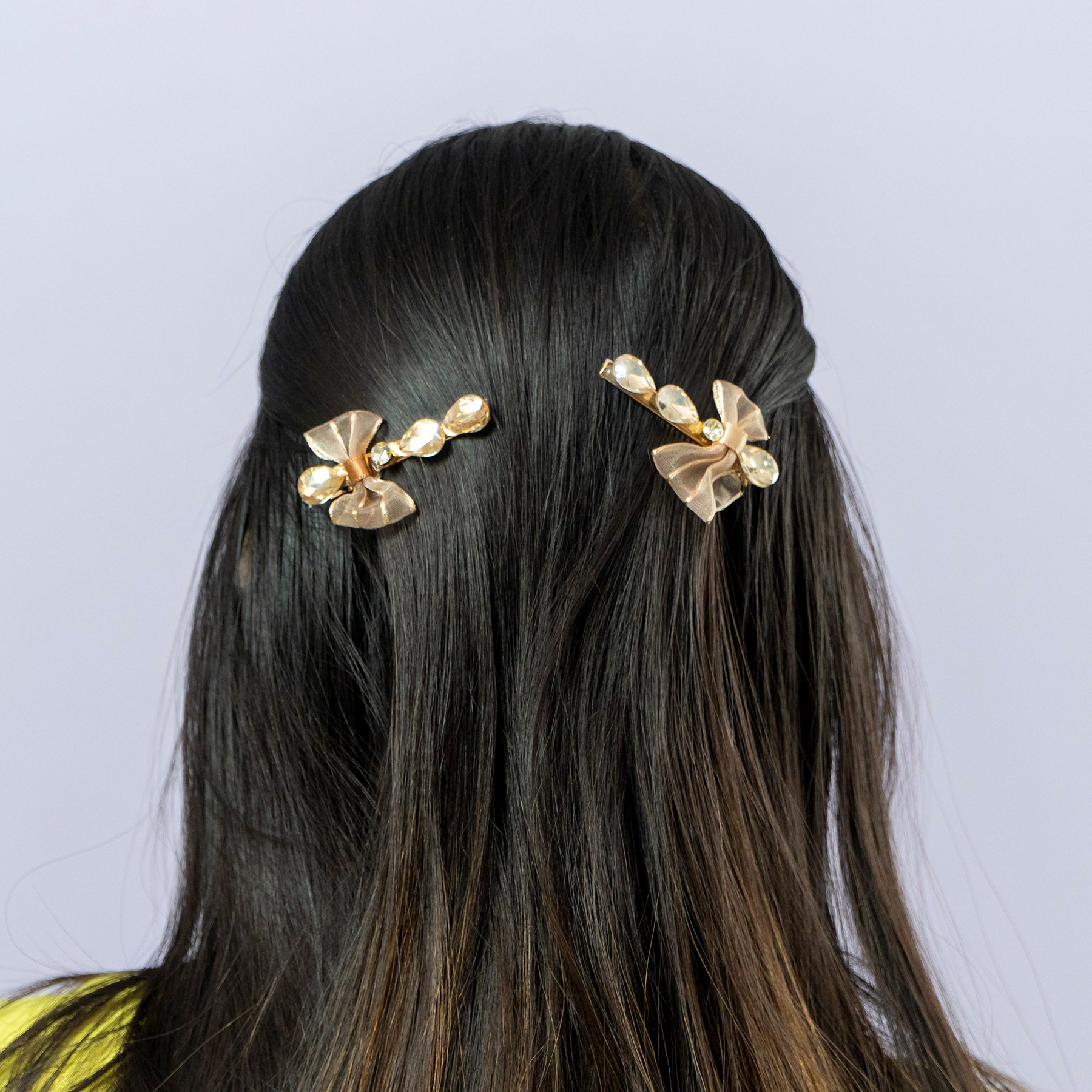 Crystal Bow Hair Claw with Matching Hair Pins Set – UBK3573