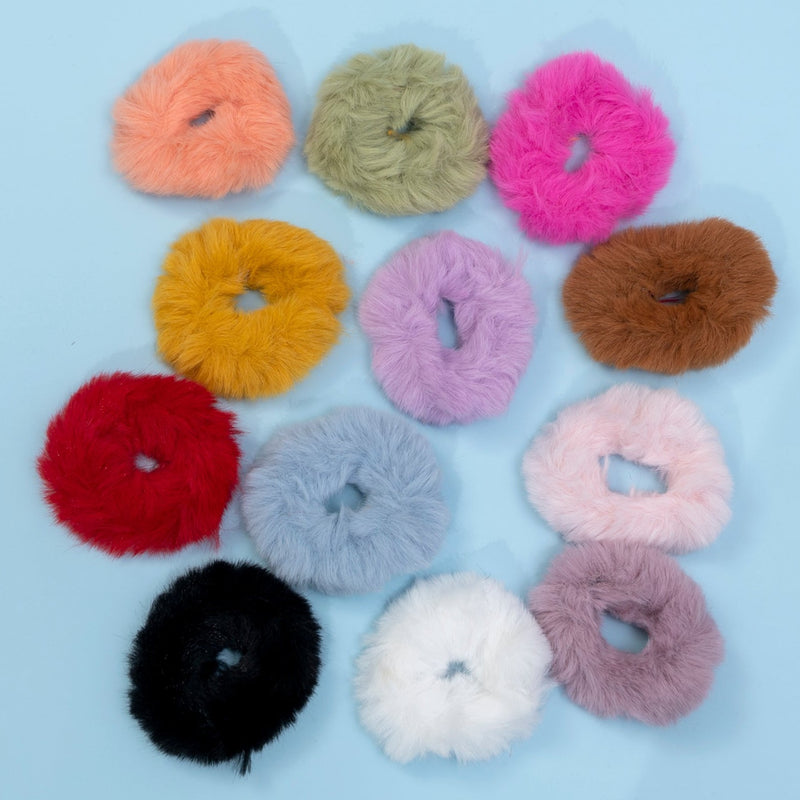 Soft fur hair ties (Set of 12) - UBK2297