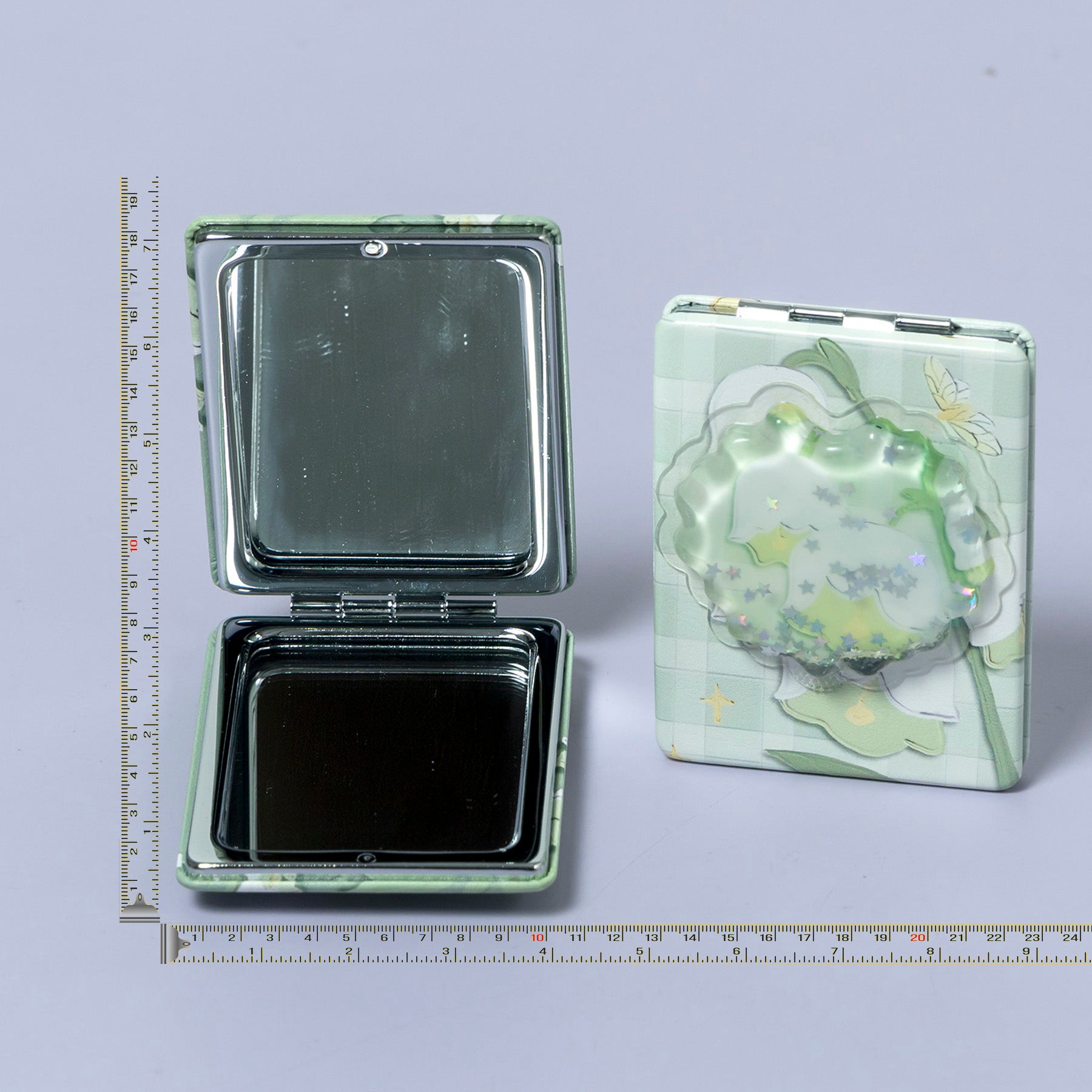 Floral Green Sparkle Compact Mirror – UBK3464
