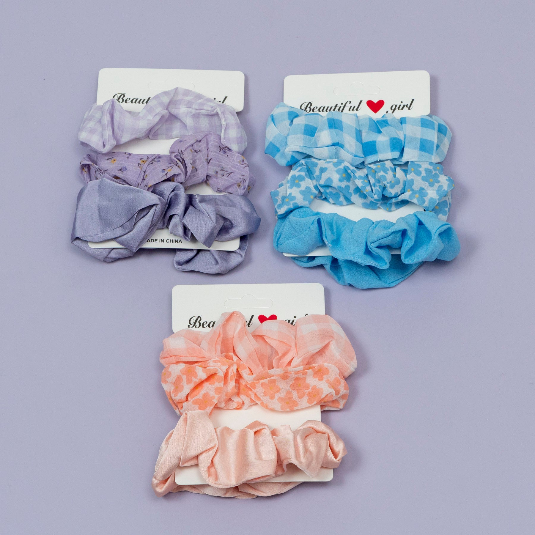 Soft Peach Floral Scrunchies Set – UBK3584