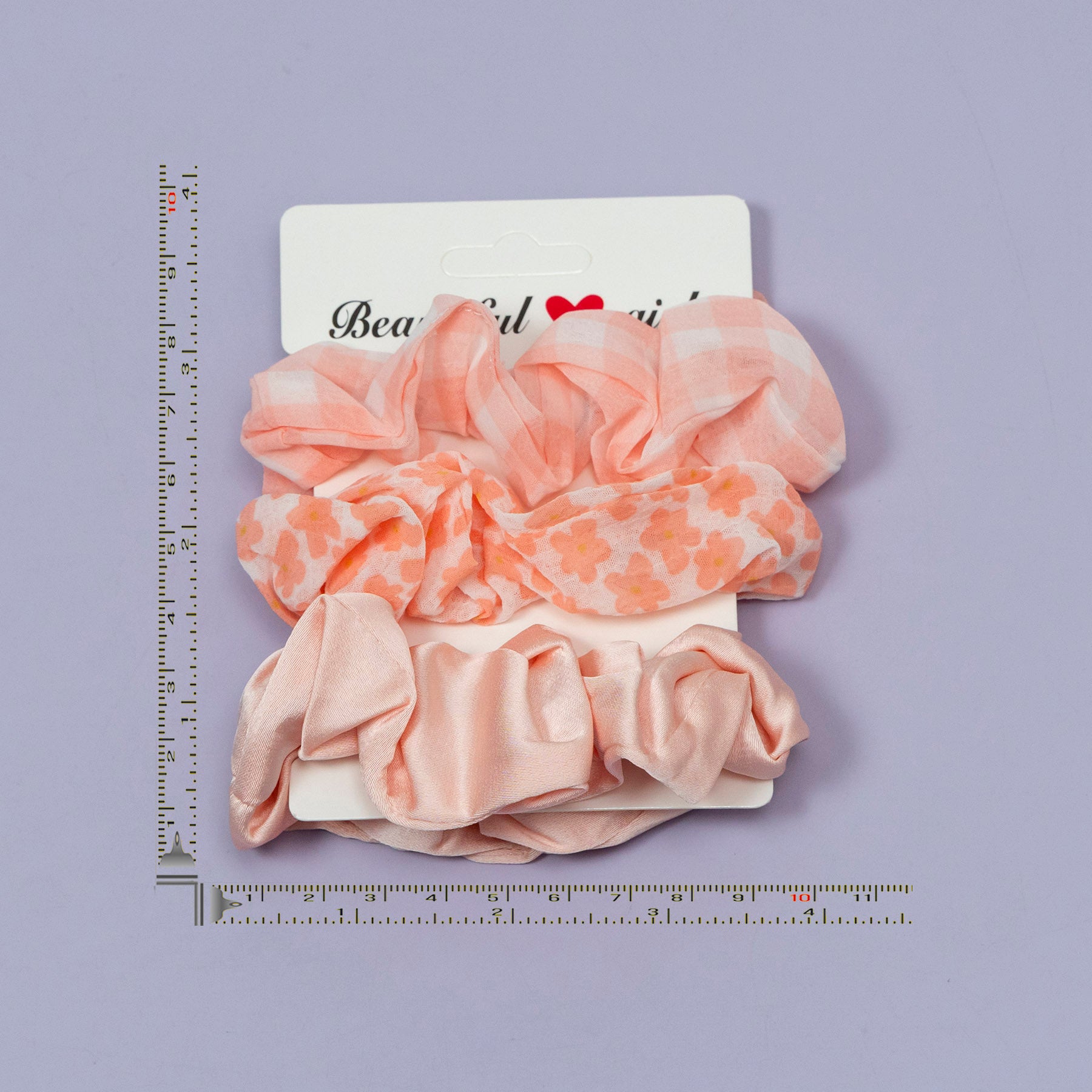 Soft Peach Floral Scrunchies Set – UBK3584