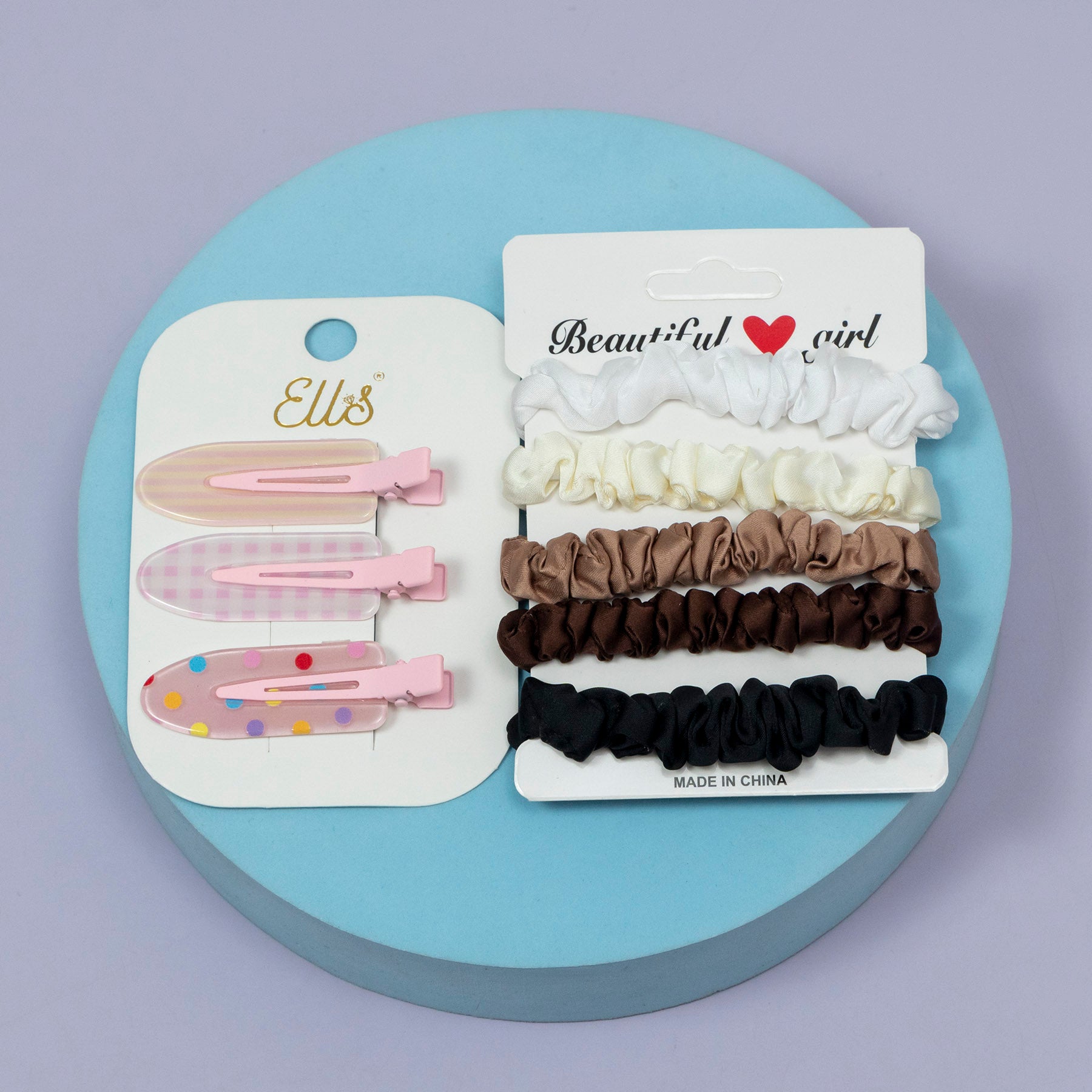 Pastel Snap Clip & Neutral Scrunchie – UBK3586