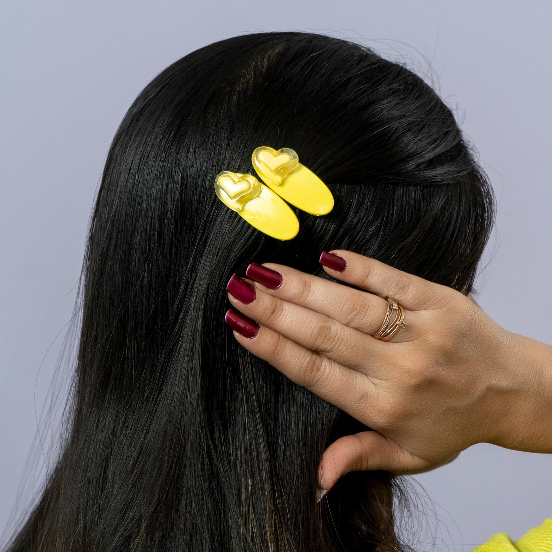 Heart Accent Oval Hair Clip Set – UBK3589