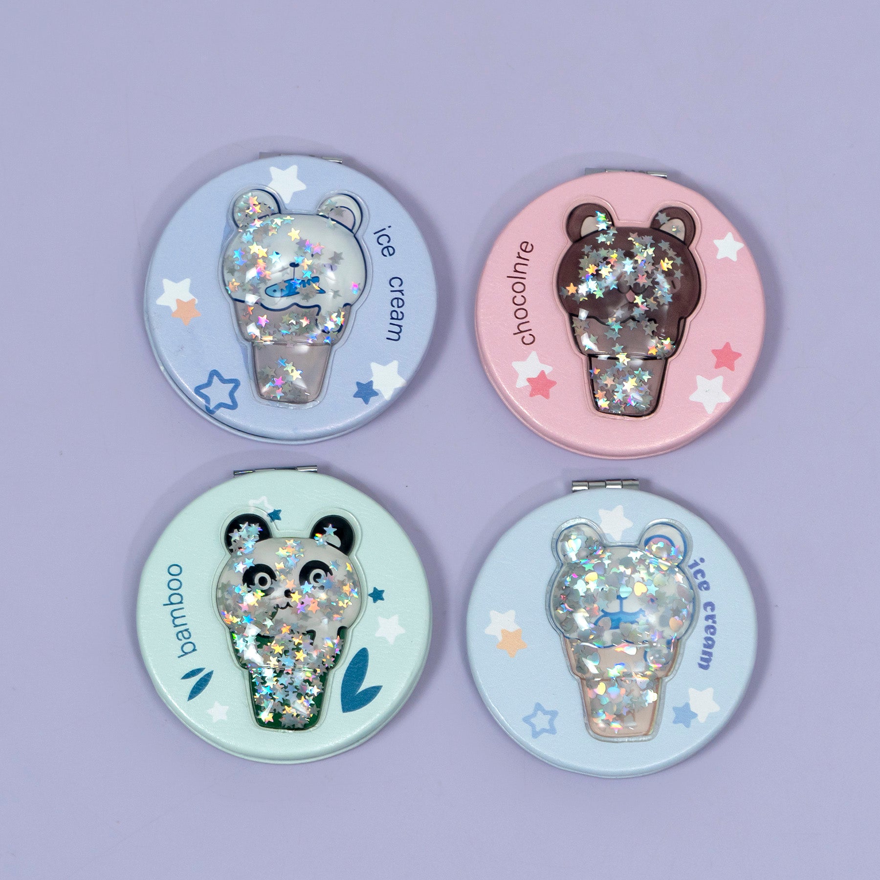 Cute Ice Cream Bear Shaker Pocket Mirror – UBK3478