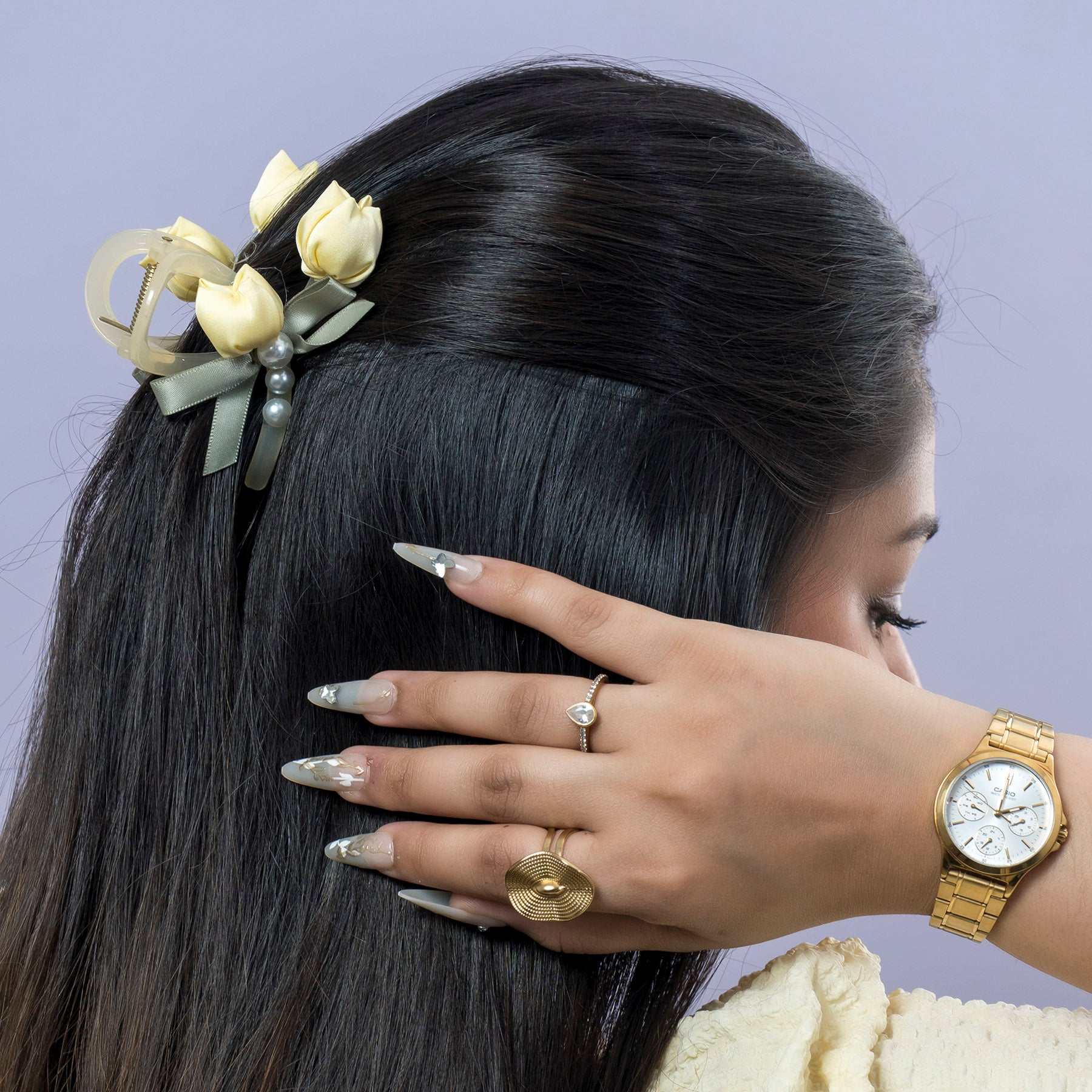 Tulip Floral Pearl Hair Claw – UBK3836