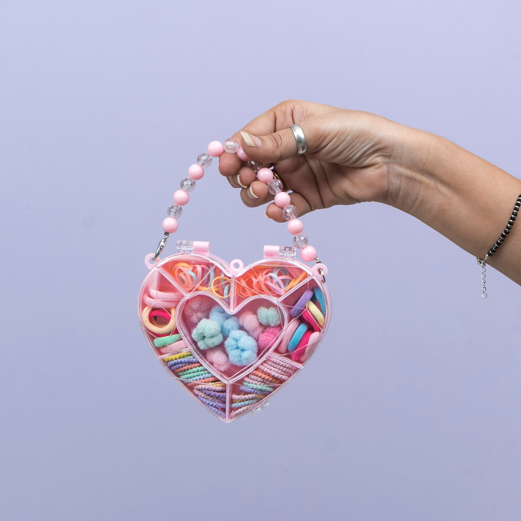 Heart Kids Hair Accessories Organizer Box with Beaded Handle – UBK3682