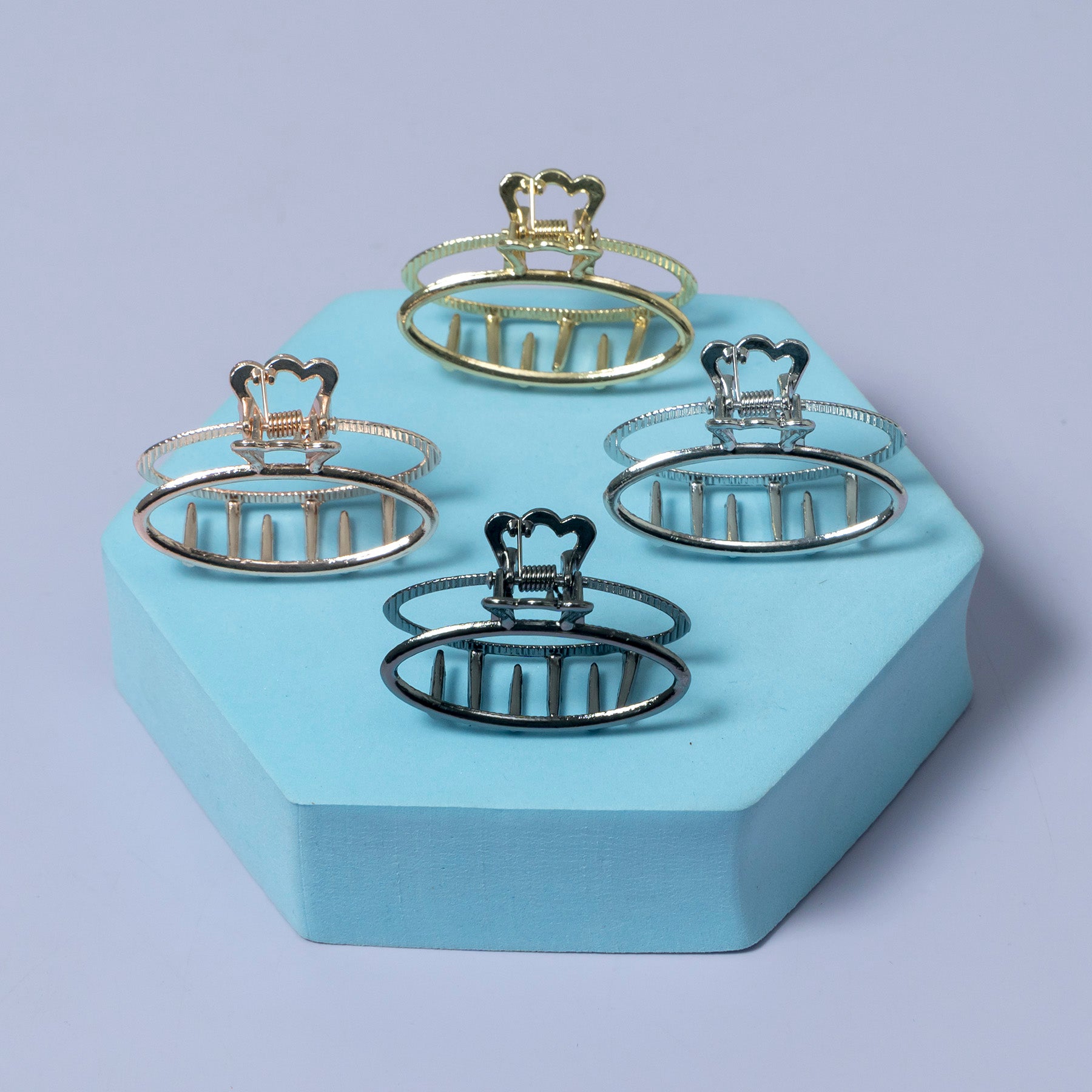 Heart Crown Oval Metal Hair Claw – UBK3494