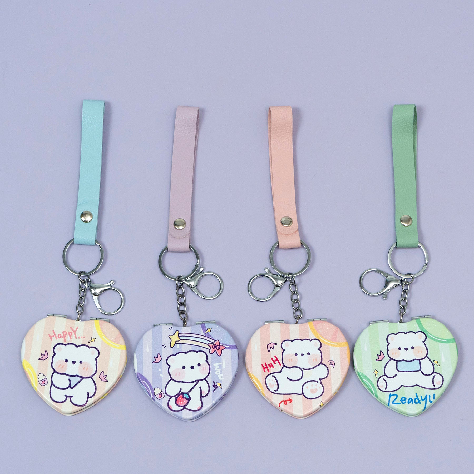 Heart Shape Soft PU Compact Mirror with Strap – UBK3617