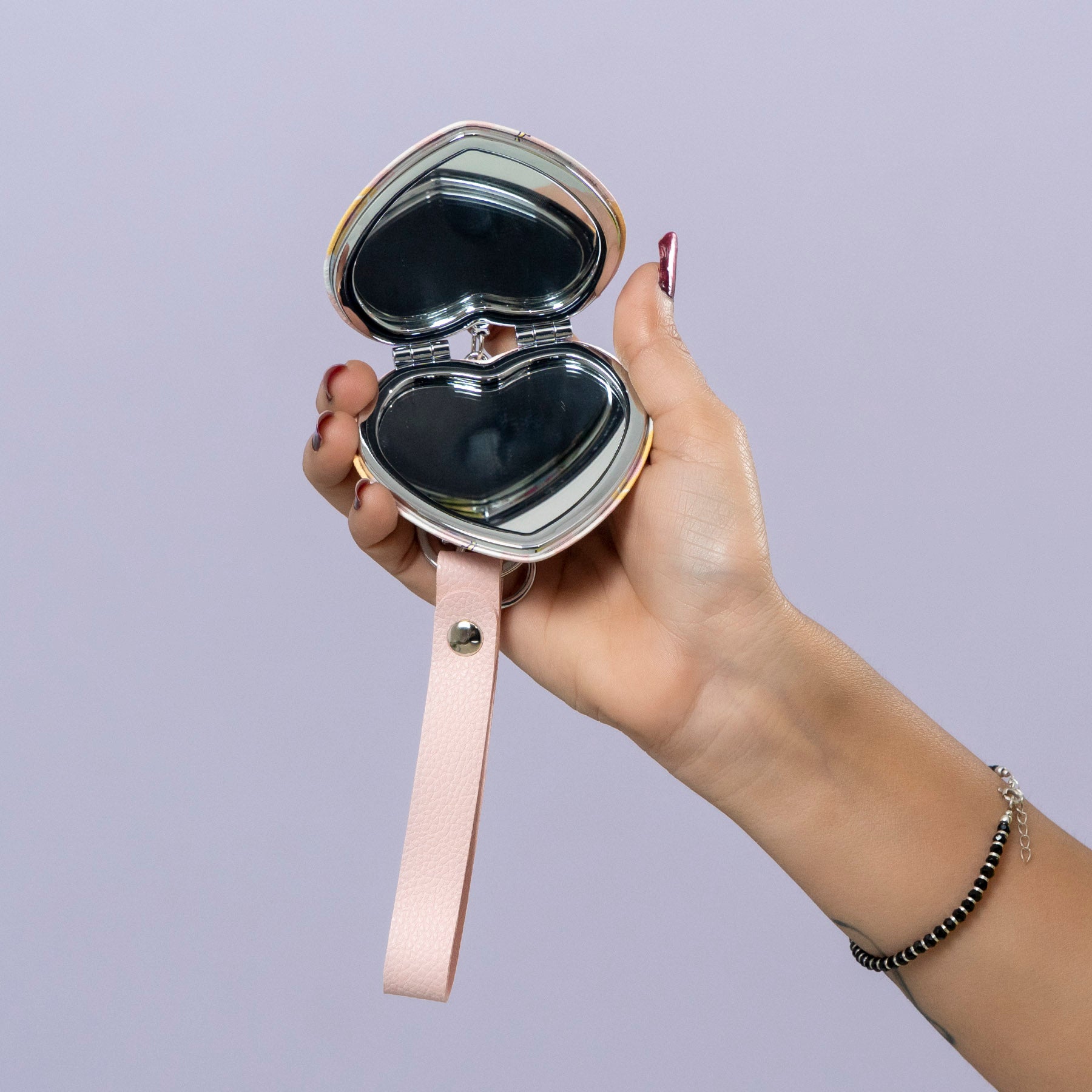 Heart Shape Soft PU Compact Mirror with Strap – UBK3617