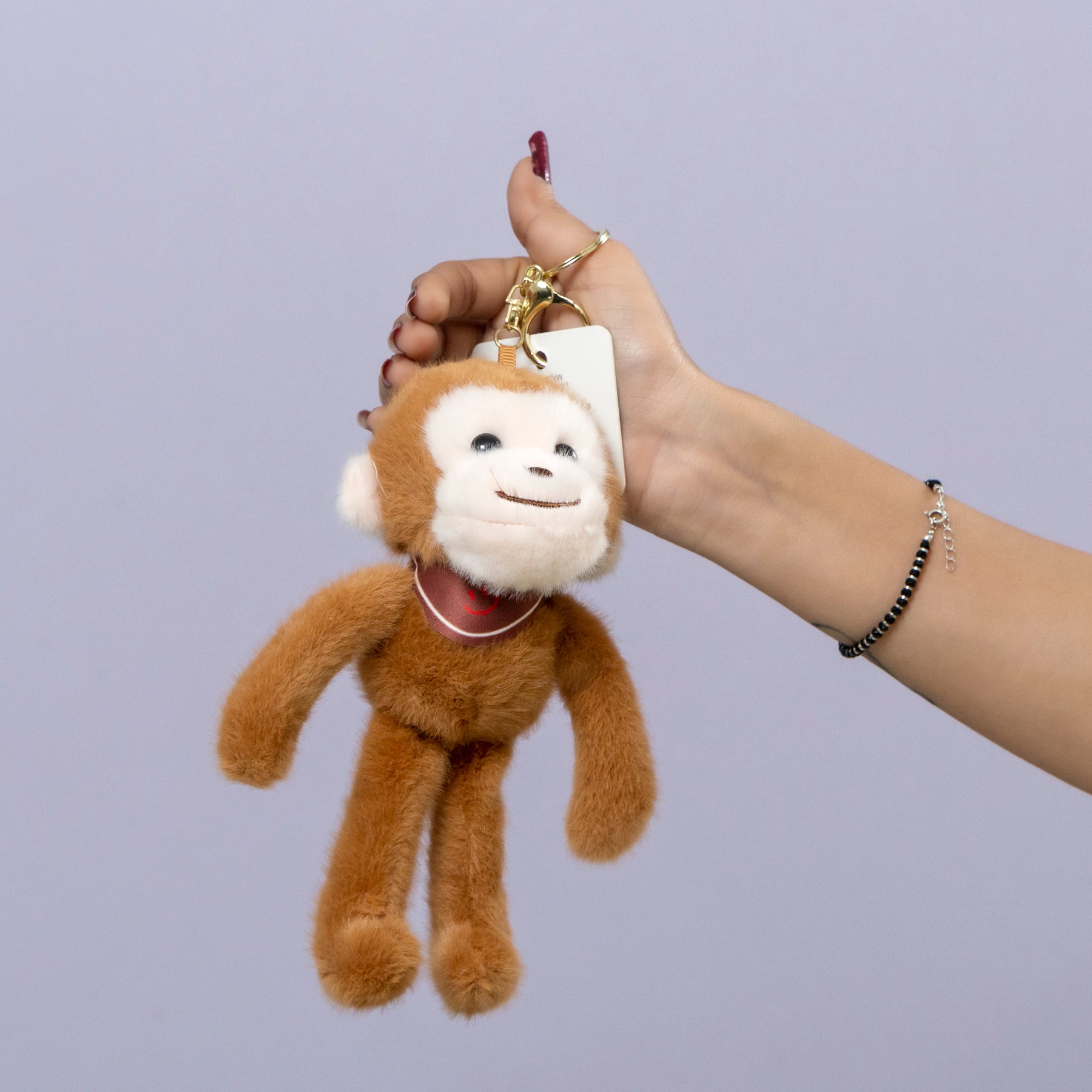 Plush Monkey Keychain with Metal Ring – UBK3625