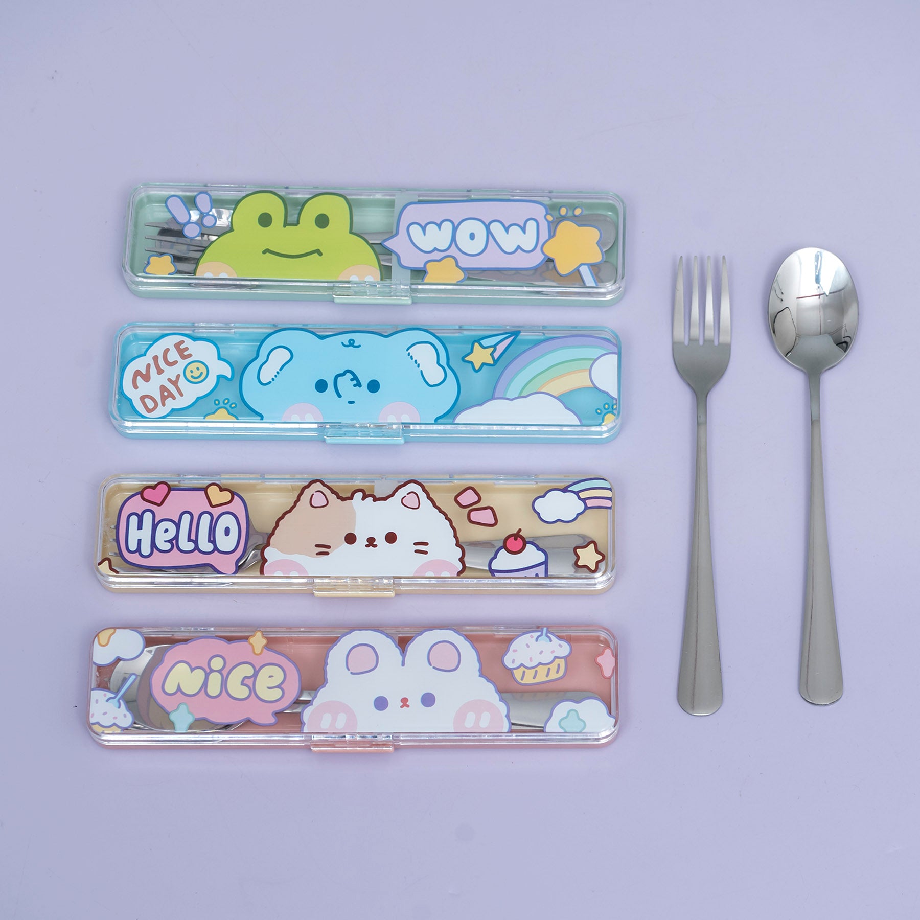Cartoon Spoon & Fork Set with Case – UBK3694