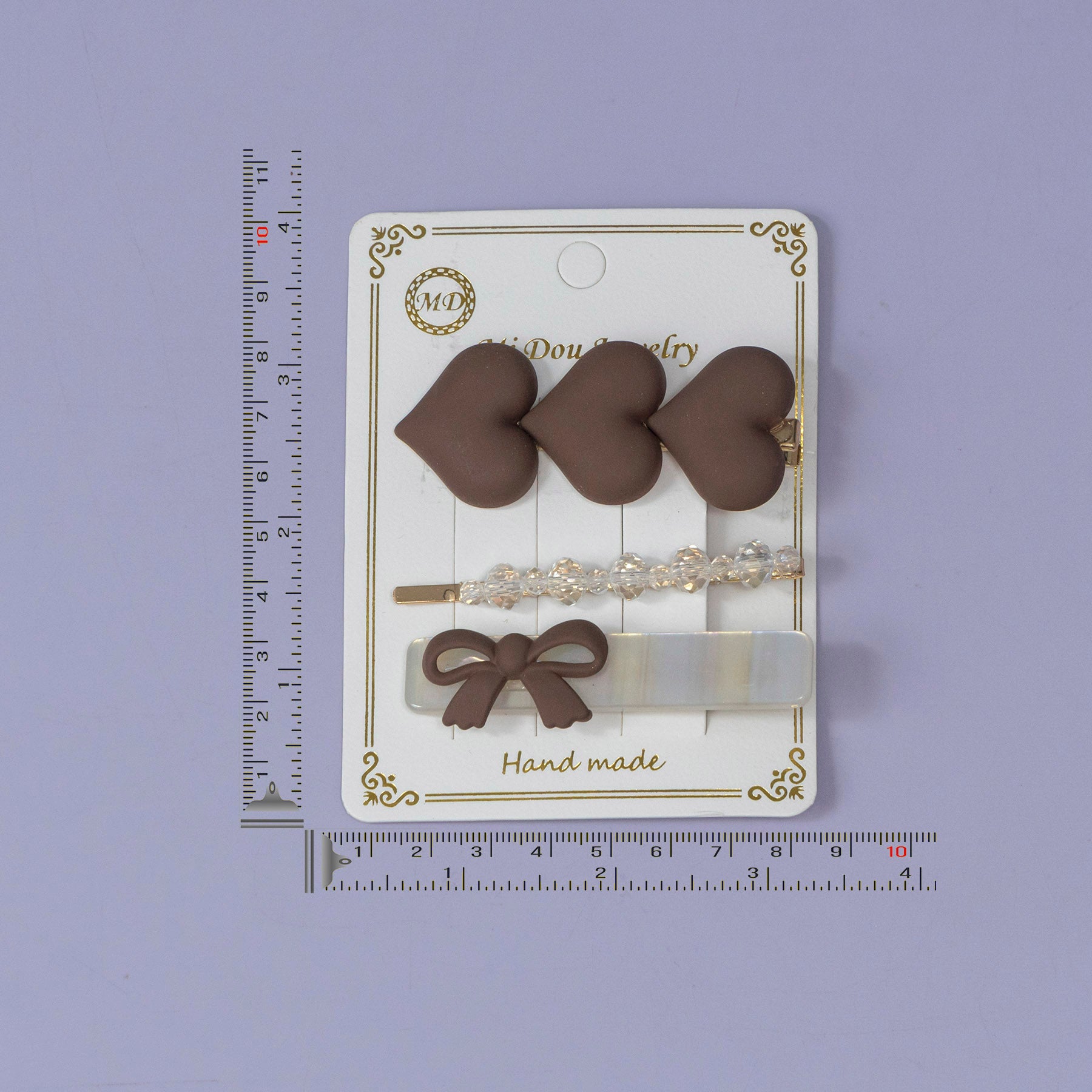 Matte Heart & Bow Hair Pin Set – UBK3336