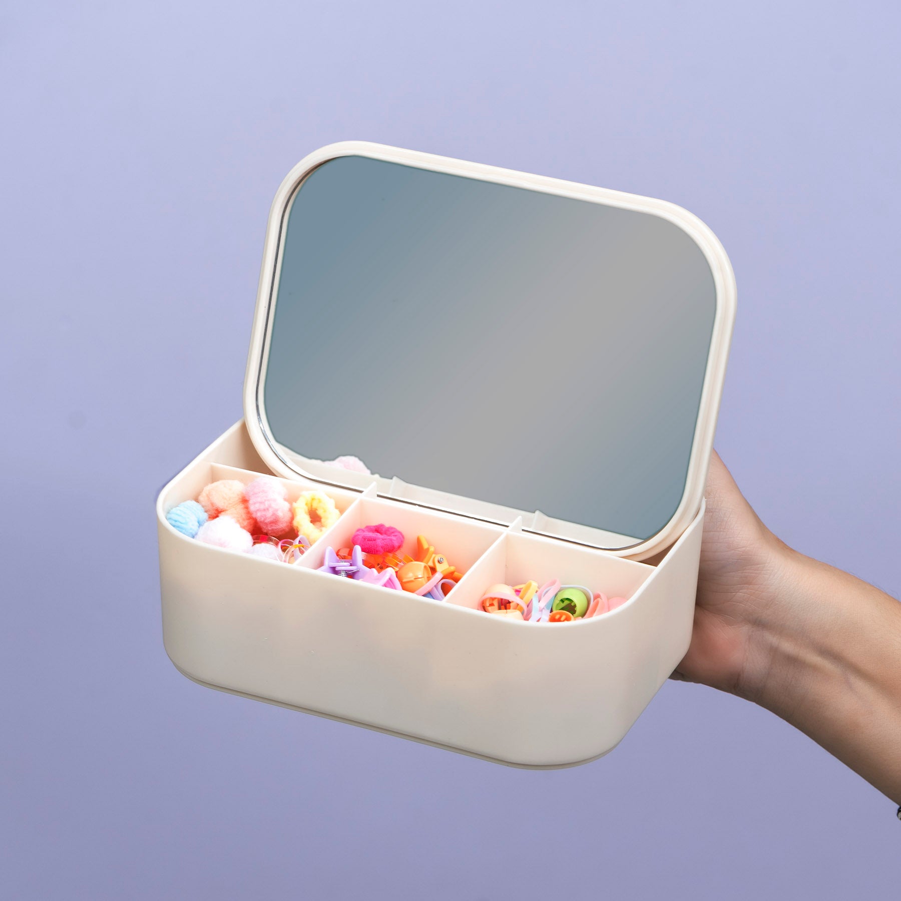 Kids Multi-Section Hair Accessories Organizer Box with Mirror – UBK3690
