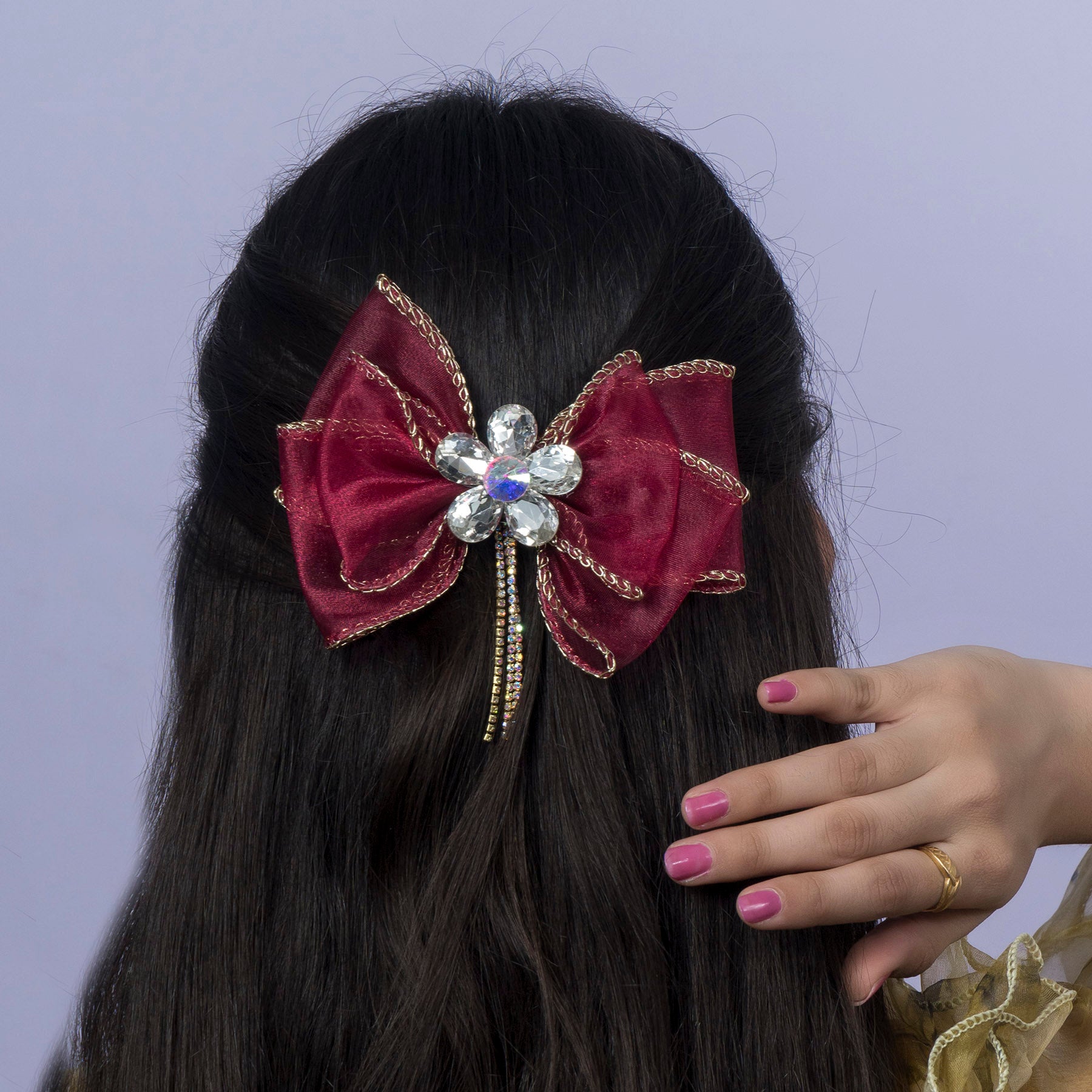 Crystal Bloom Bow Hair Clip – UBK3338