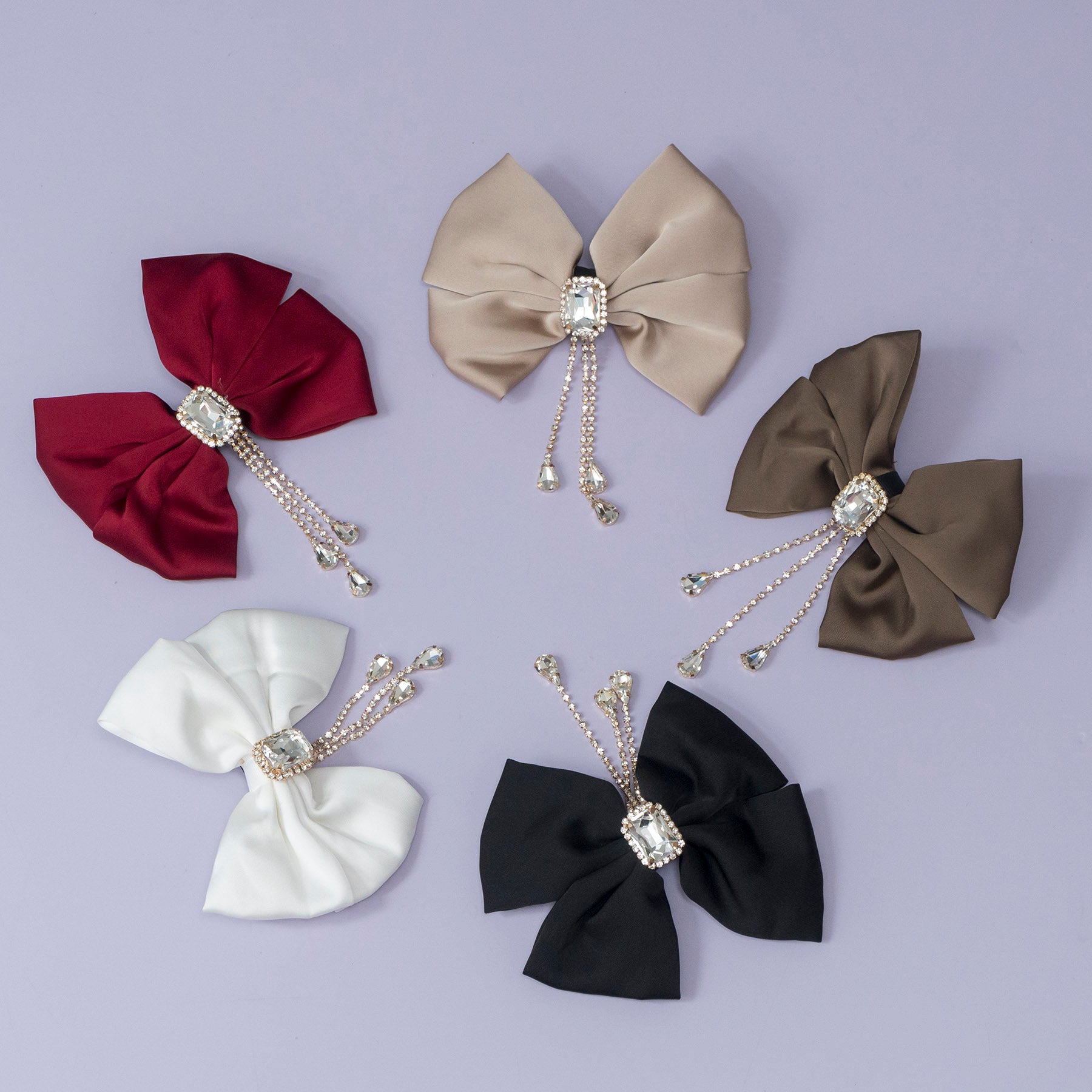 Royal Satin Crystal Drop Bow – UBK3340